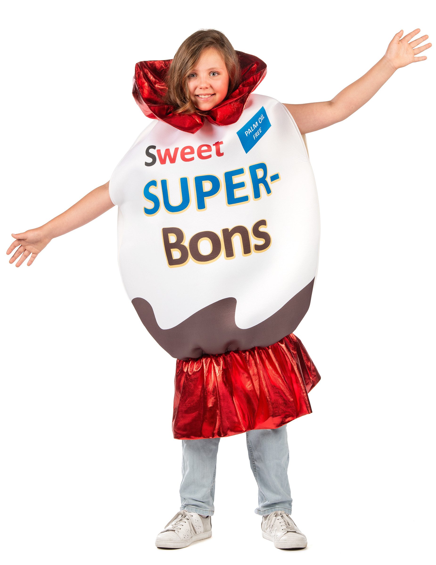 JADEO Kostüm Bonbon Kostüm Kinder weiß-rot