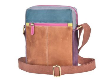 Greenburry Umhängetasche "Candy Shop" Leder, Schultertasche, Damentasche, bunt, 22x27cm, buntes Muster