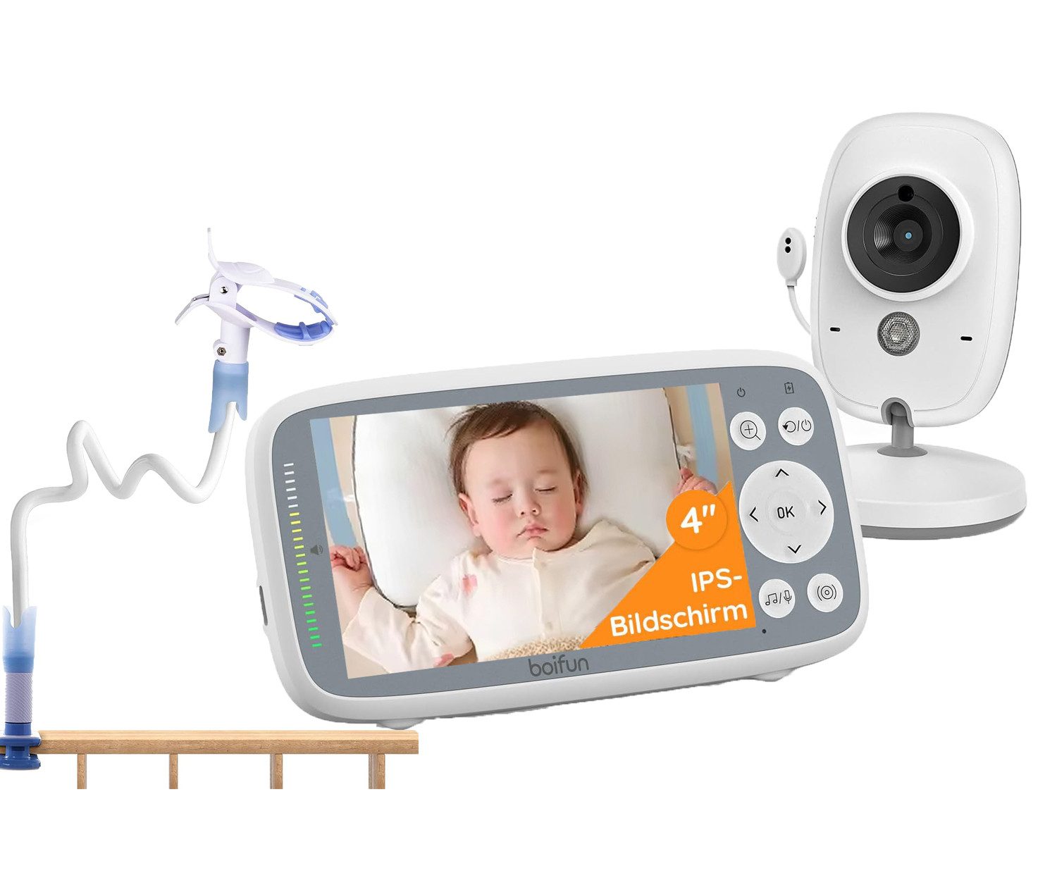 Babyphone 4 Zoll Baby Monitor mit Kamera,Video-babyphone mit Halterung