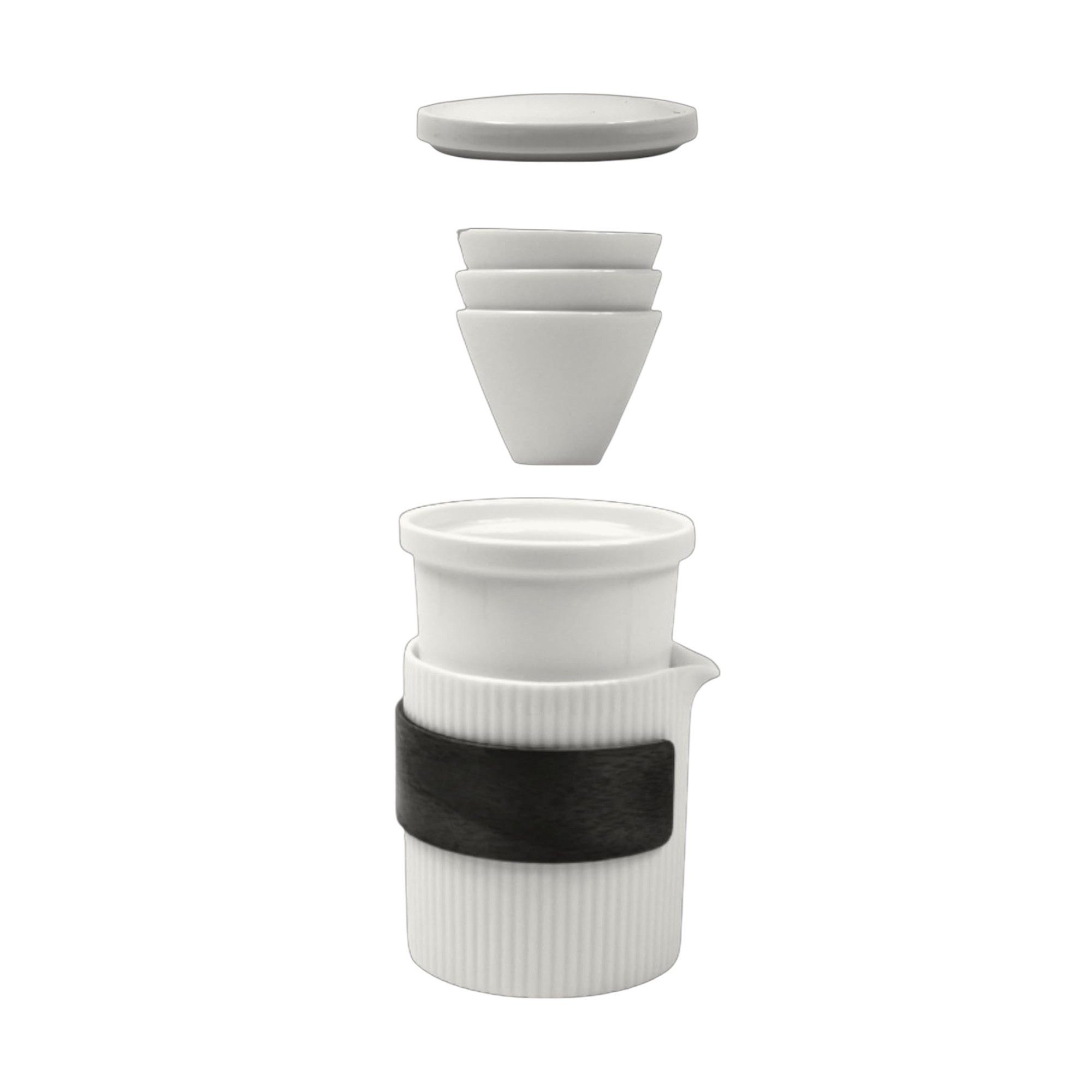 GlasArt Teeservice Reise-Teeset 3 Personen Teekanne Teetassen Porzellan mit Reisetasche