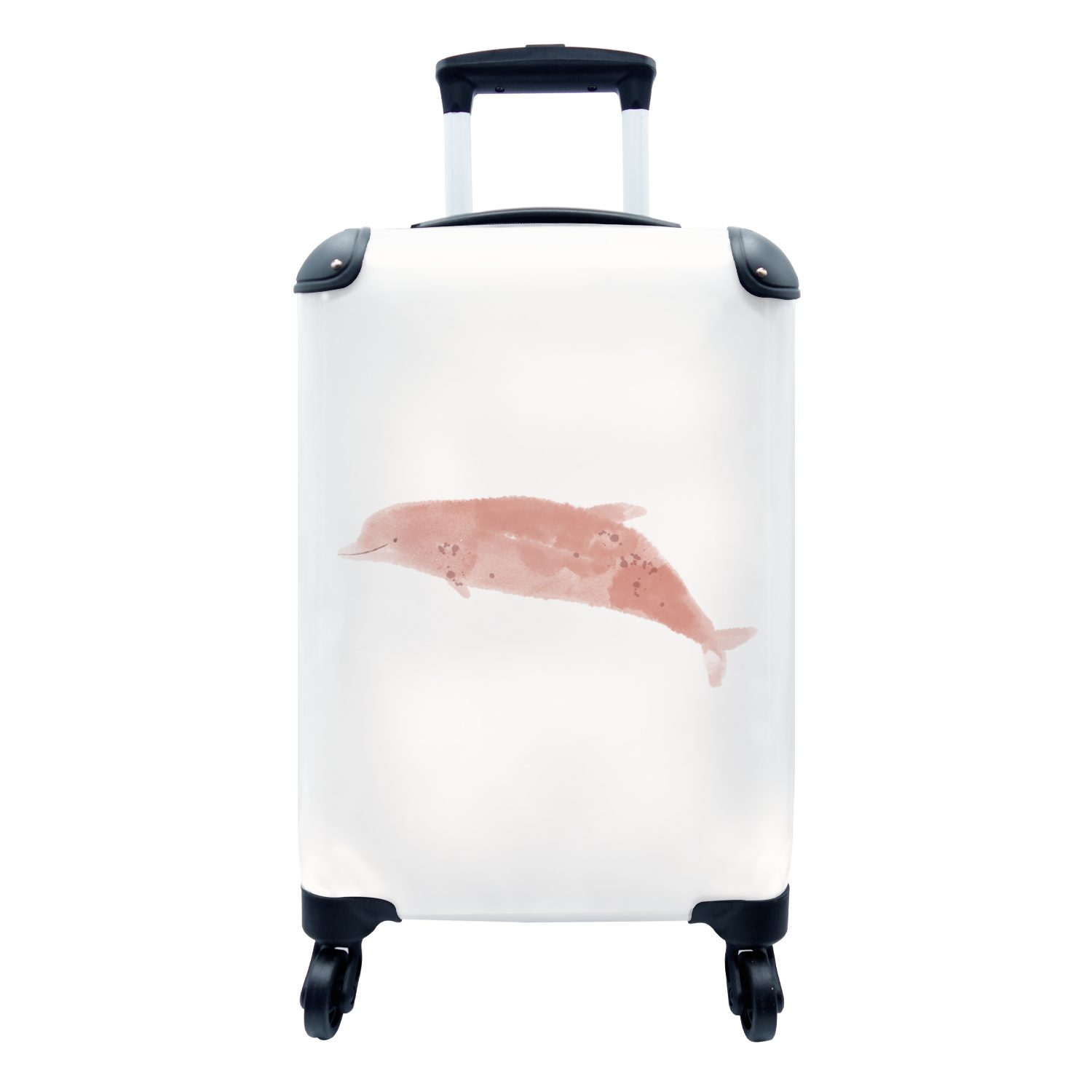 MuchoWow Handgepäckkoffer Delfin - Aquarell - Pastell, 4 Rollen, Reisetasche mit rollen, Handgepäck für Ferien, Trolley, Reisekoffer