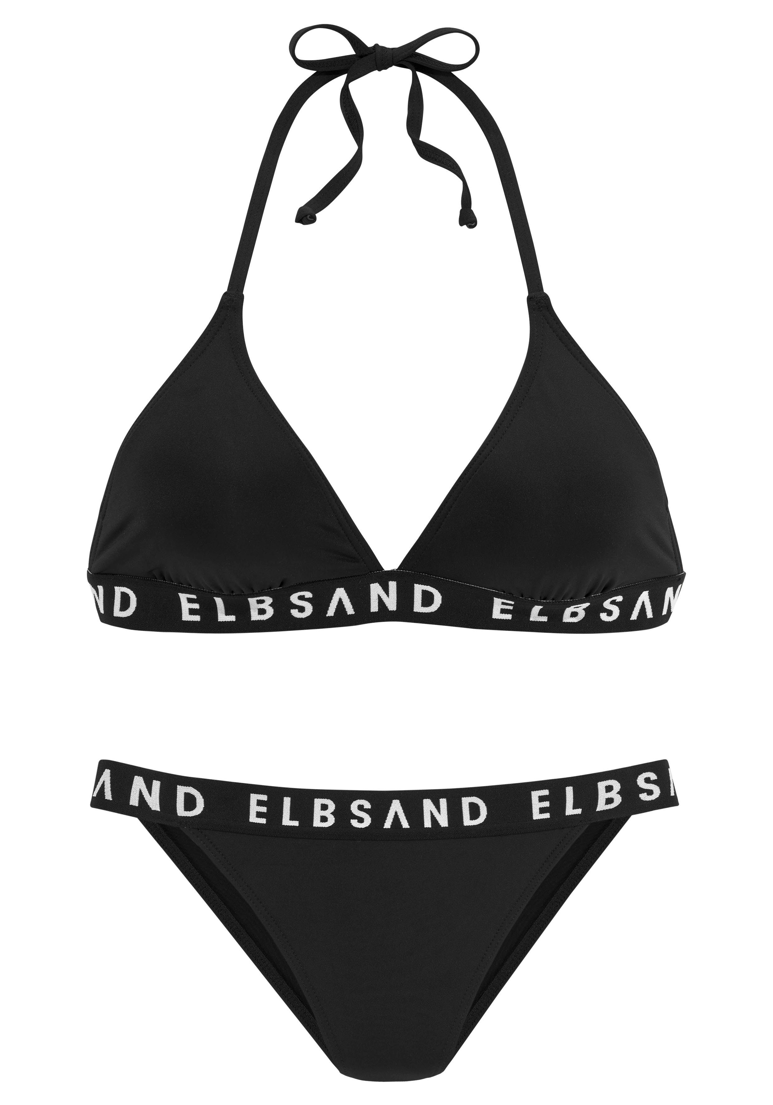 Elbsand Triangel-Bikini mit Markenschriftzügen in Kontrastfarbe günstig online kaufen