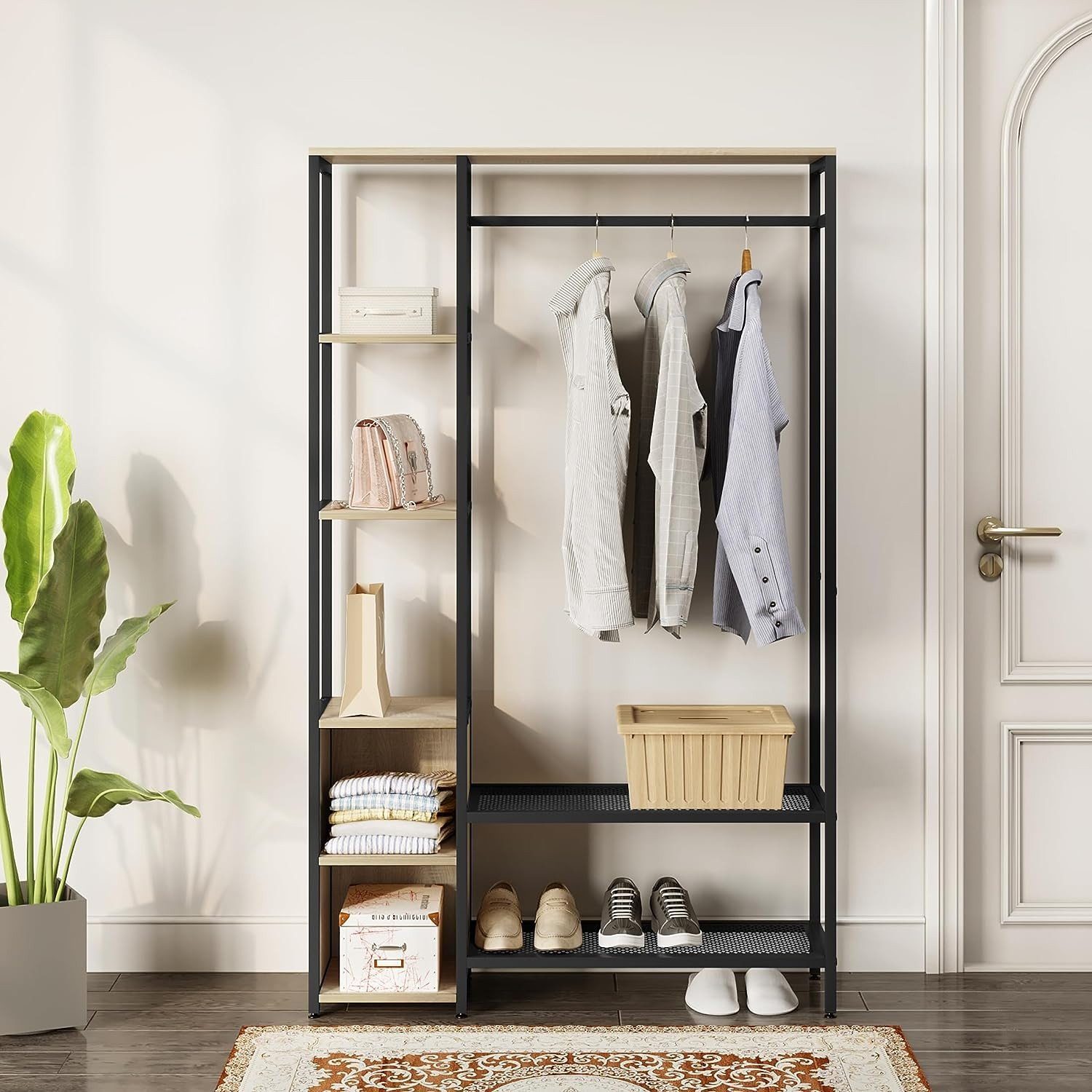 EUGAD Kleiderständer, (1 St), mit Kleiderstange, 3 Ablagen,2 Schuhregalen günstig online kaufen