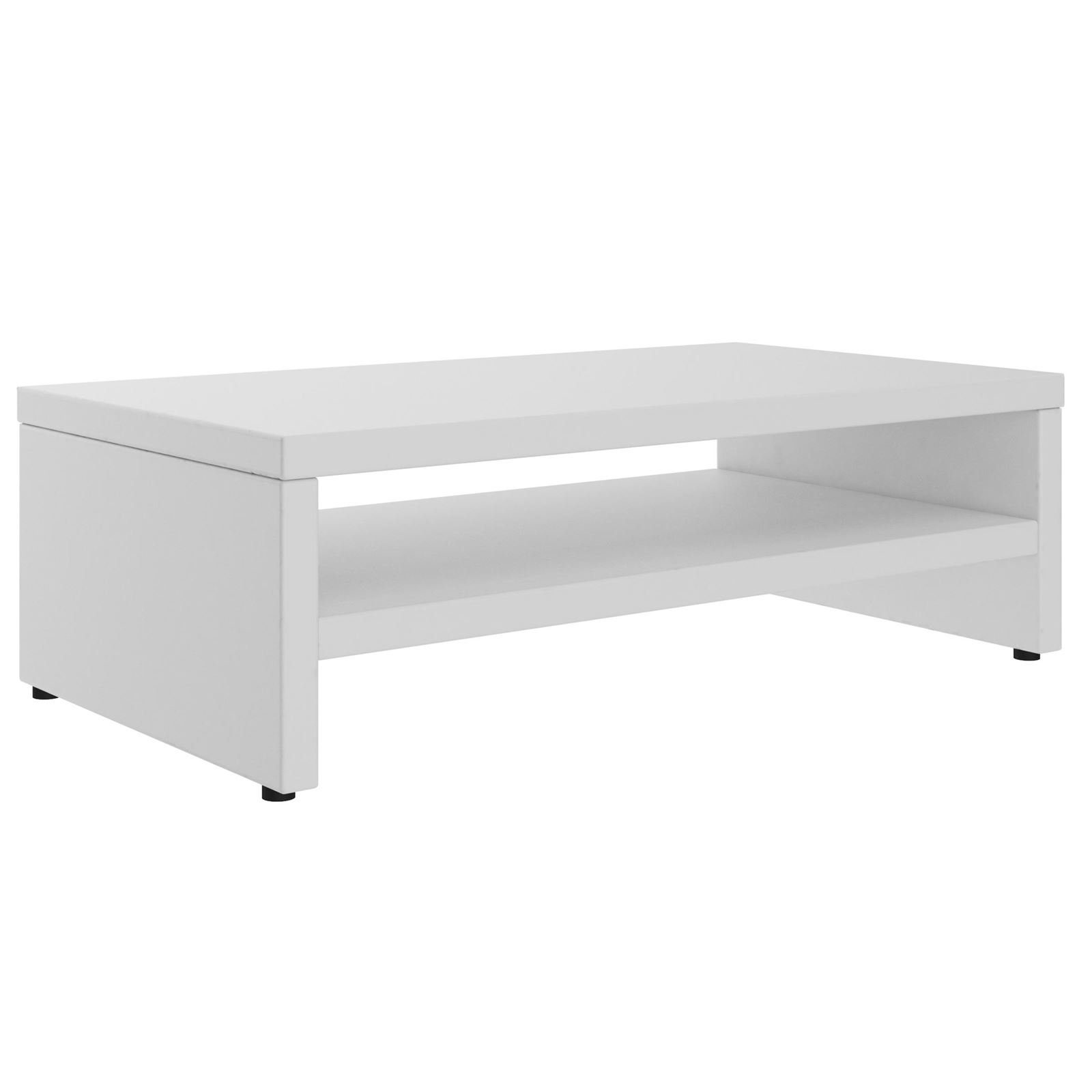 CARO-Möbel Monitorständer SUBIDA, (Bildschrimerhöhung mit Ablagefach Schreibtischaufsatz weiß)