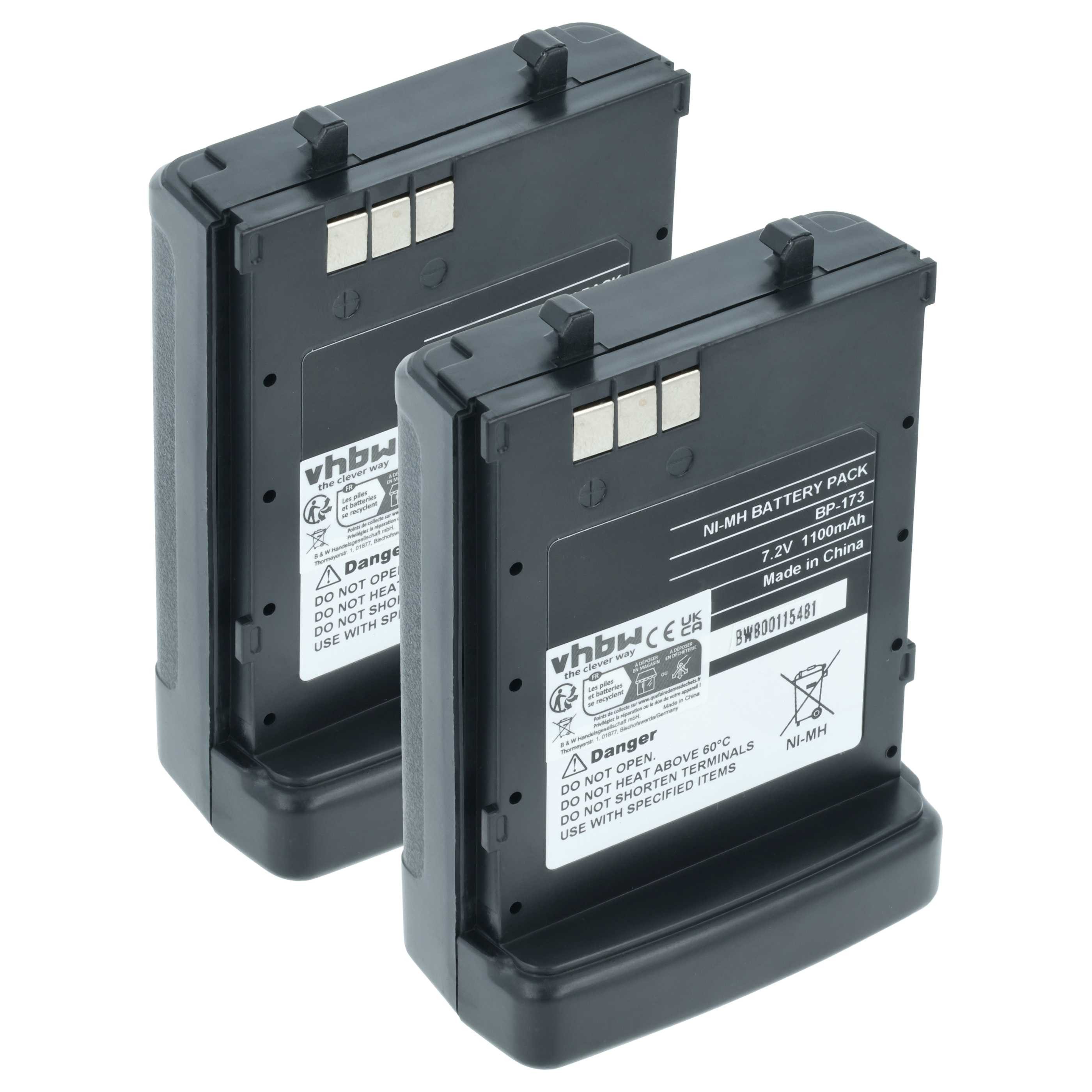 vhbw Akku passend für Icom IC-W32A, IC-Z1E, TC-T42E, IC-Z1, IC-Z1A, Akku Akku NiMH 1100 mAh (7,2 V, 2 St), Leistungsfähige Austausch-Akkus für Ihr Funkgerät, Walkie-Talkie