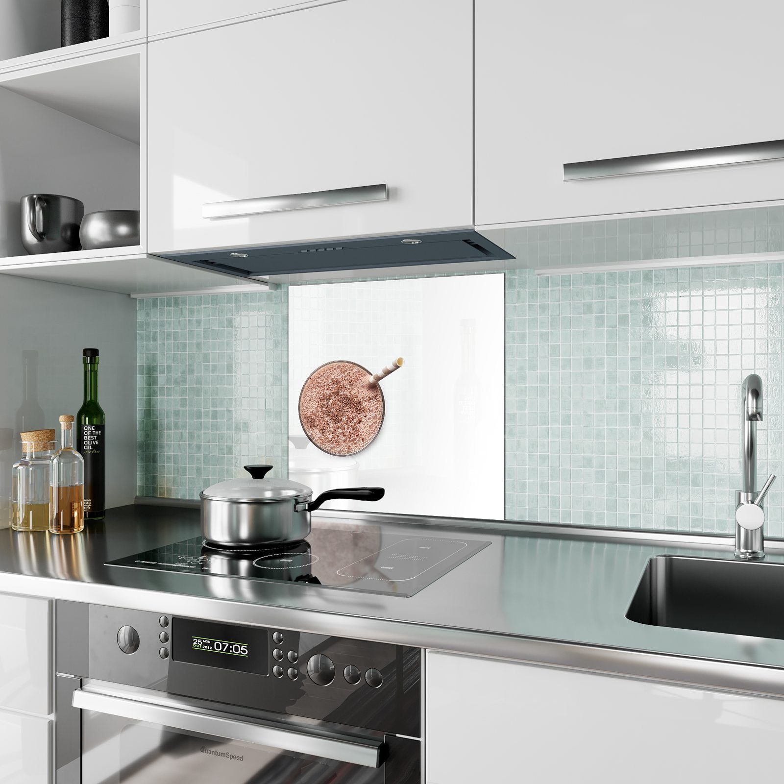 Primedeco Küchenrückwand Spritzschutz Küchenrückwand mit Schokoladenmilchshake Glas Motiv