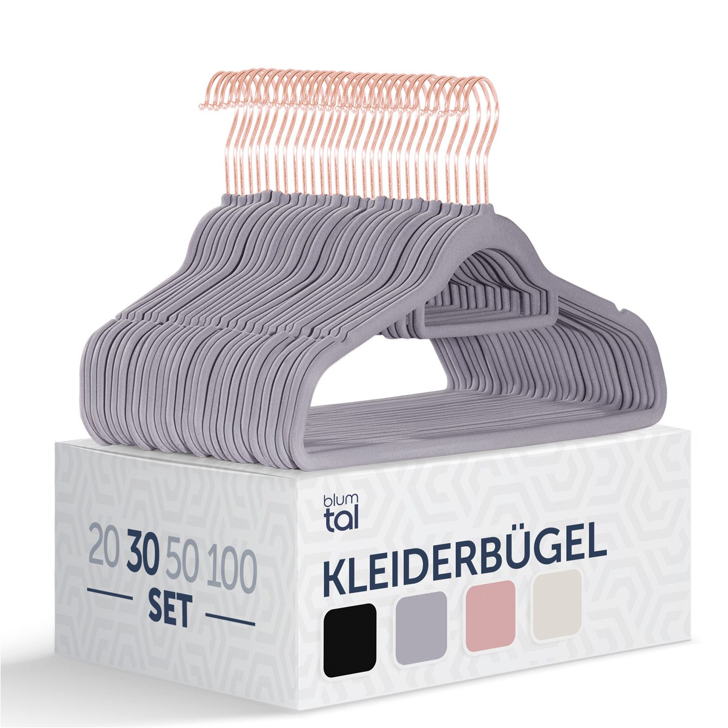 Blumtal Kleiderbügel Rutschfest - Samtoptik - Platzsparend, (30-tlg), Premium inkl. Krawattenhalter, 360° drehbar, Anti-Rutsch Bügel