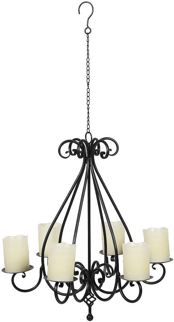 Ambiente Haus Kerzenständer Kronleuchter mit 6 Tellern in Schwarz (1 St), S günstig online kaufen