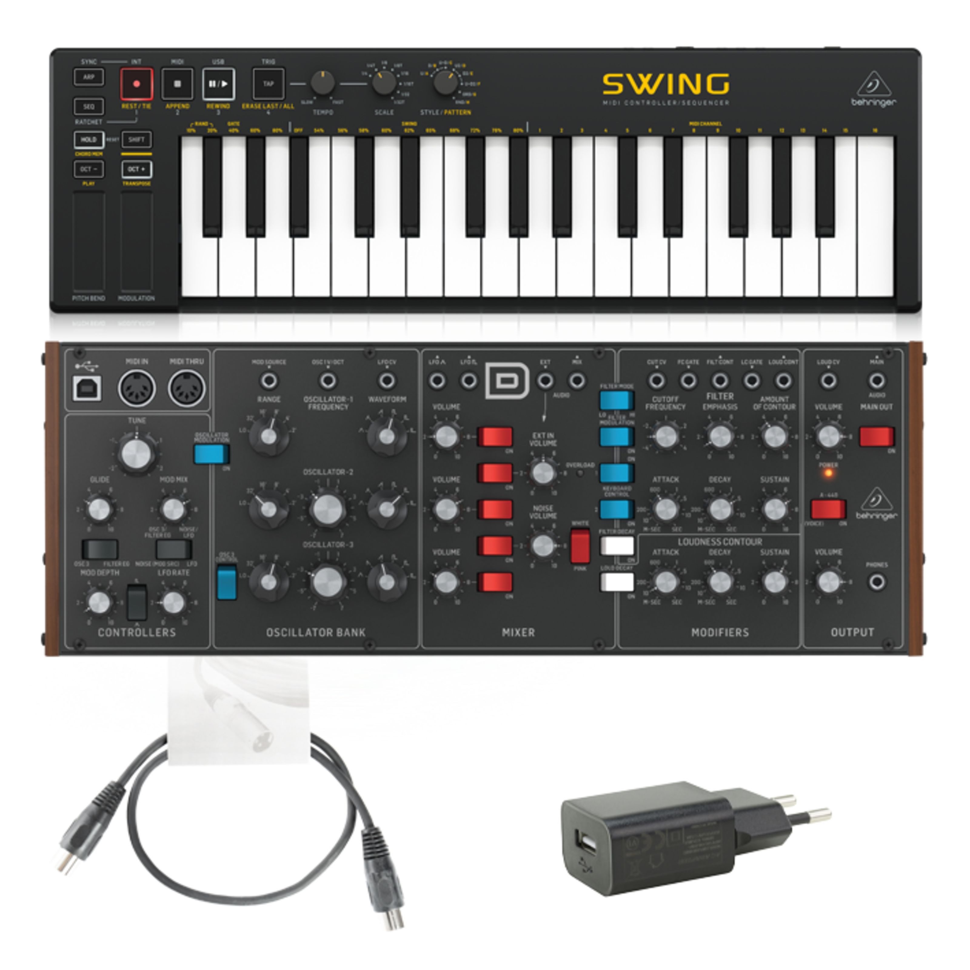 Behringer Synthesizer (Synthesizer, Analog Synthesizer), Model D + Swing - Synthesizer-Set