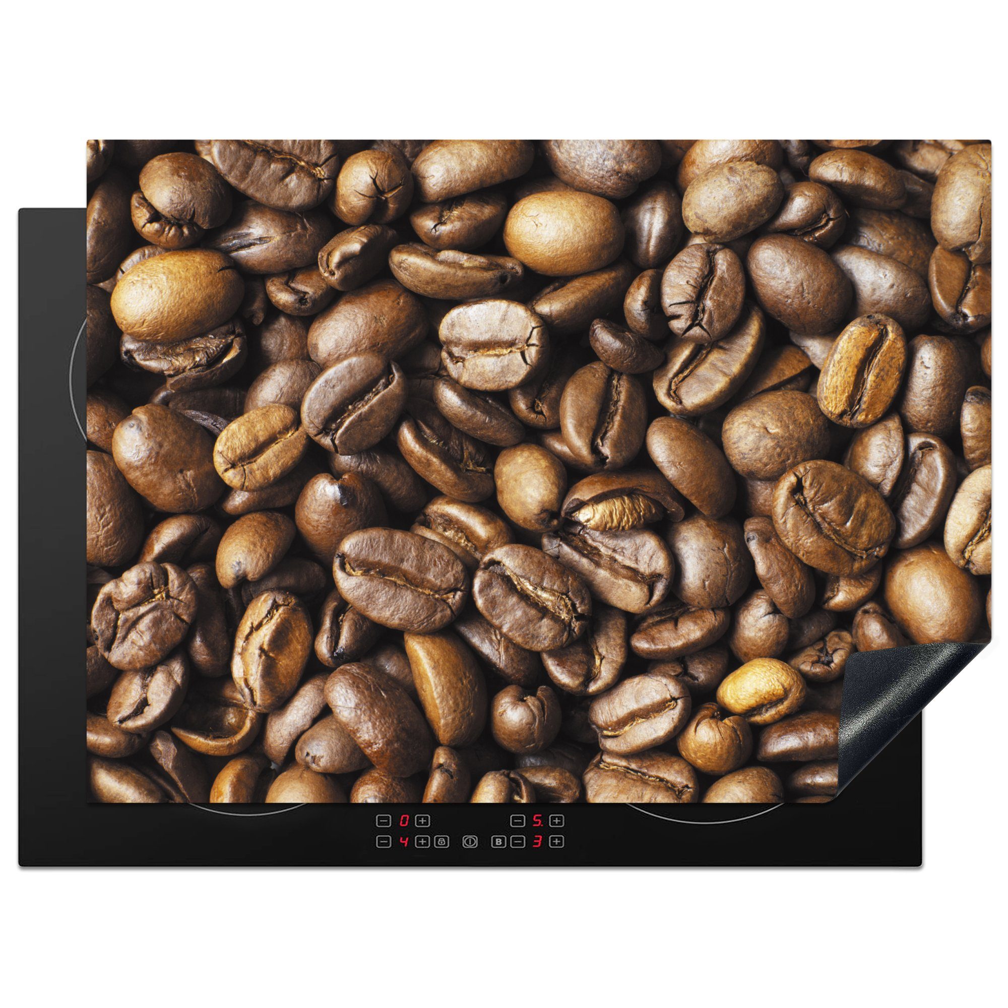 MuchoWow Herdblende-/Abdeckplatte Nahaufnahme braune Kaffeebohnen, Vinyl, (1 tlg), 71x52 cm, Induktionskochfeld Schutz für die küche, Ceranfeldabdeckung