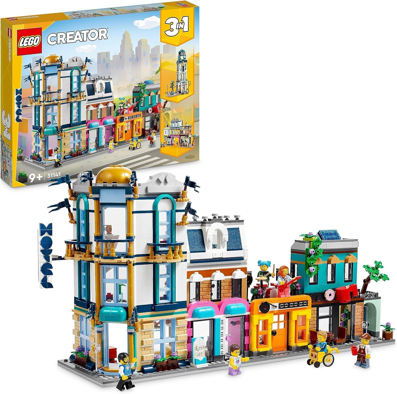 LEGO® Creator 3 in 1 - Hauptstraße Main Street (31141) Konstruktions-Spielset, (1459 St., 31141), Inkl. 6 Minifiguren