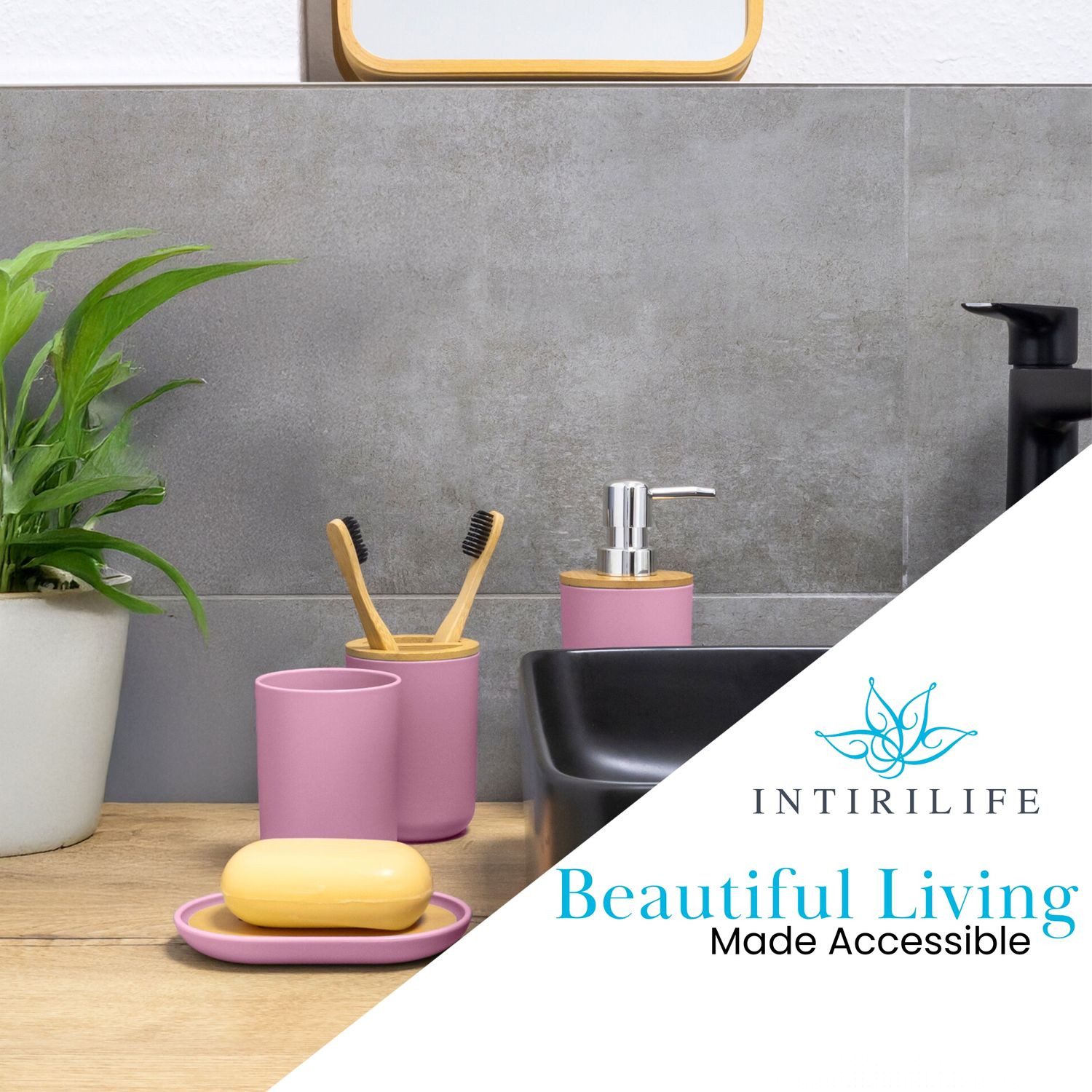 Intirilife Badaccessoire-Set, Set, 5 tlg., Bad Set Zahnbürstenbecher Seifen günstig online kaufen