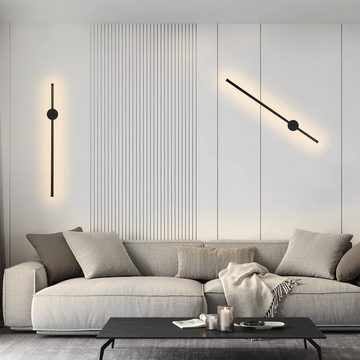 ZMH LED Wandleuchte Schwarz Modern Flurlampe Schwenkbar Design Treppenhauslampe, LED fest integriert, Warmweiß, 60cm