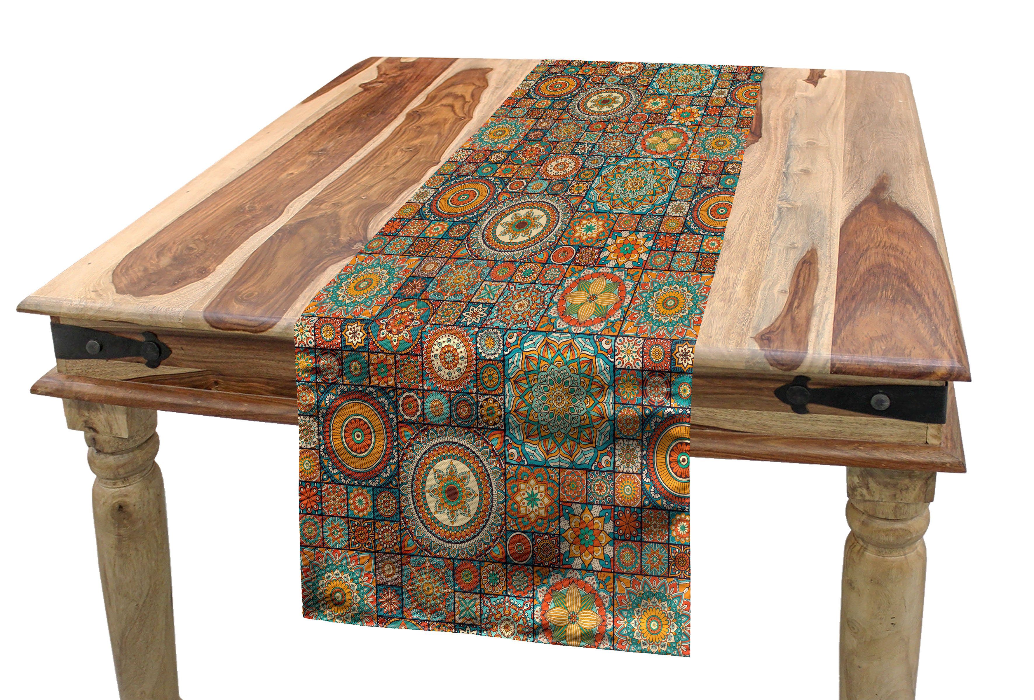 Abakuhaus Tischläufer Esszimmer Küche Rechteckiger Dekorativer Tischläufer, marokkanisch Eastern Old Folkloric