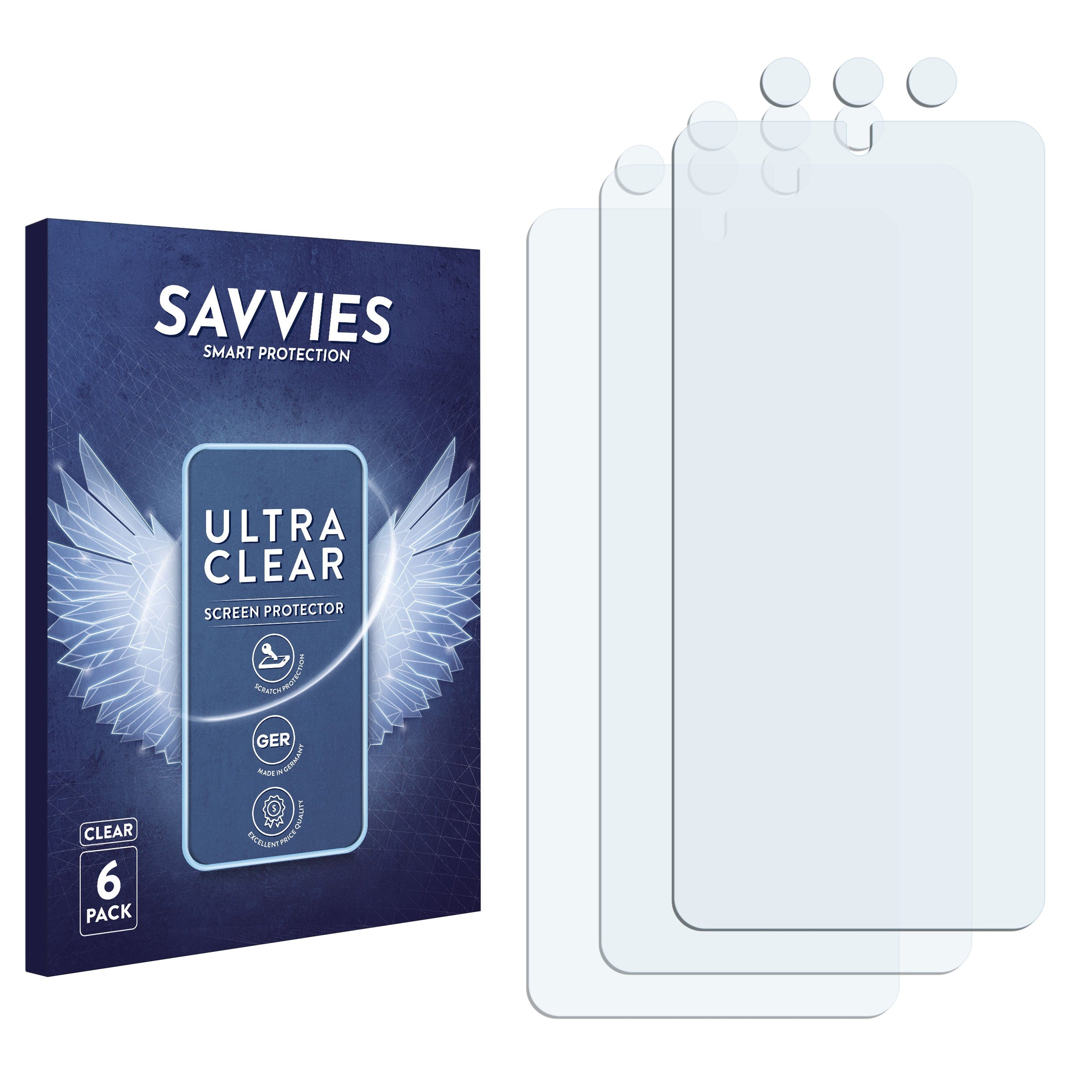 Savvies Displayschutzfolie Schutzfolie für Samsung Galaxy S21 FE 5G (Display+Kamera), 6 Stück, Displayschutz Schutz Folie Klar Transparent