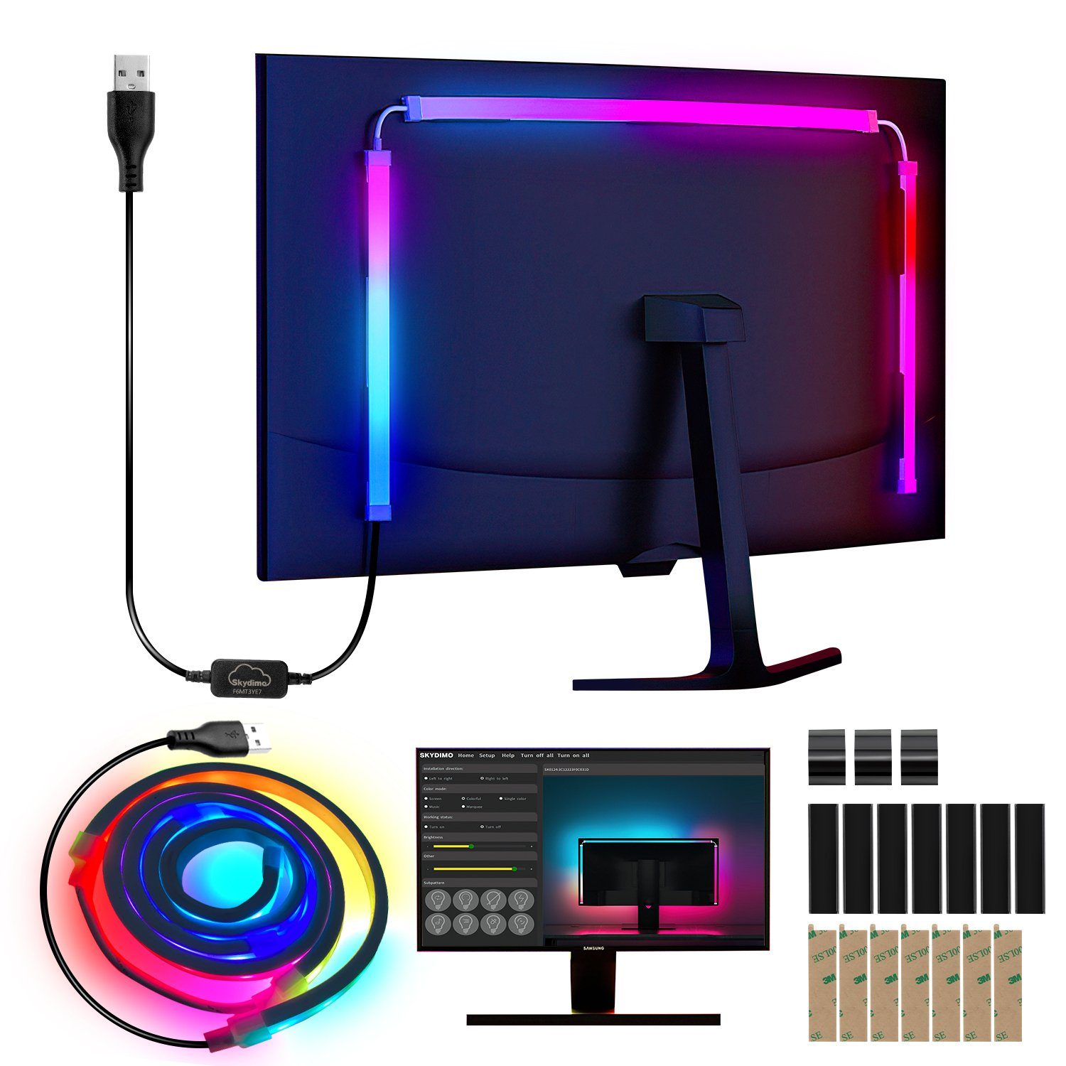 Farbwechsel LichtBand Lospitch Stripe USB Beleuchtung Backlight PC LED Streifen LED-Streifen