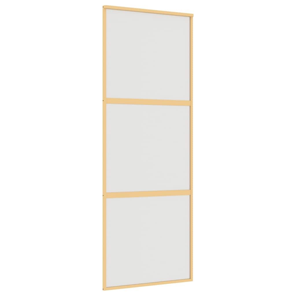 vidaXL Haustür Schiebetür Golden 76x205 cm Matt ESG-Glas und Aluminium (1-St)