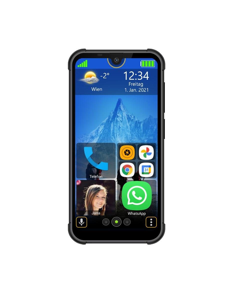 Beafon MX1 Schwarz Smartphone (14,50 Speicherplatz, Benutzeroberfläche, cm/5.71 leicht zubedienenden Notruftaste) 128 SOS GB Zoll