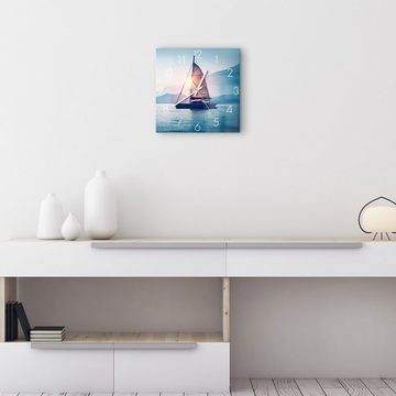 DEQORI Wanduhr 'Segelboot in Abendsonne' (Glas Glasuhr modern Wand Uhr Design Küchenuhr)