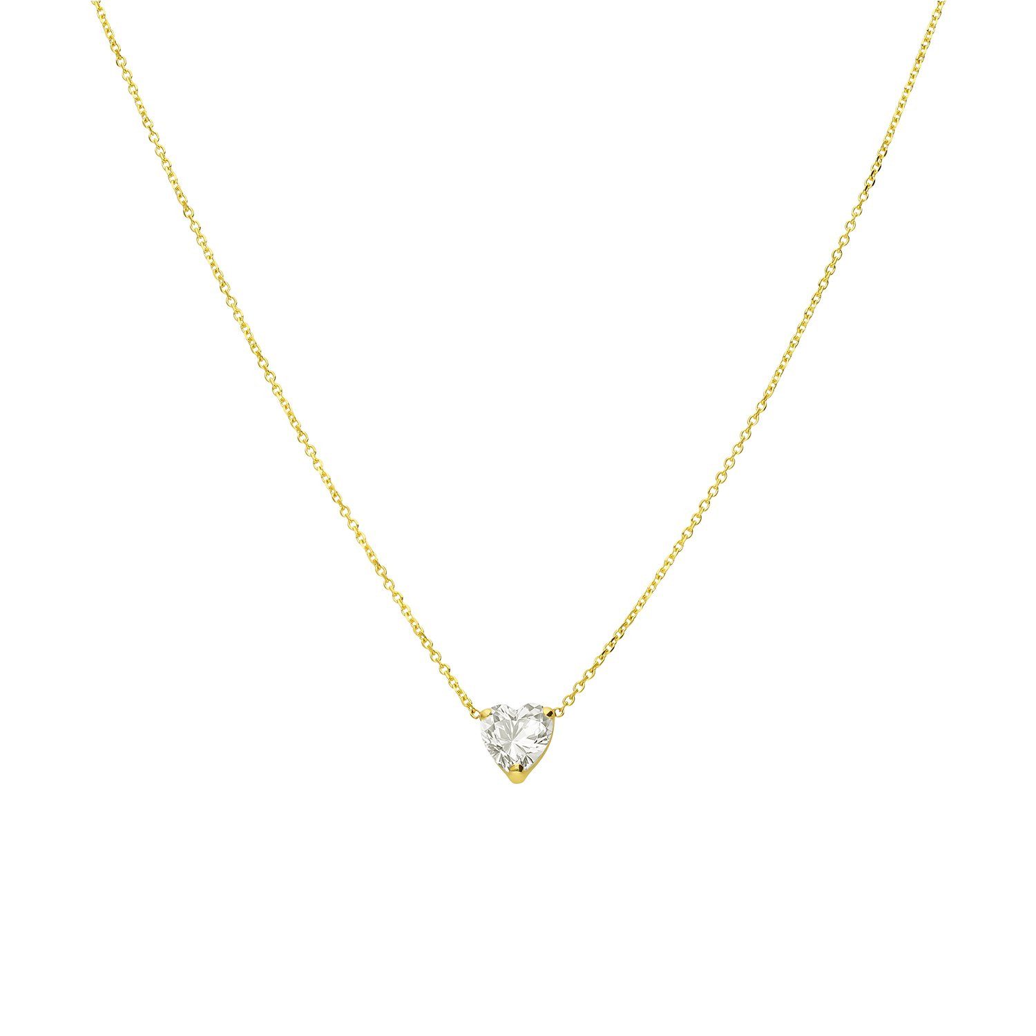 LUCARDI Kette mit Anhänger Halskette - 585 Gold - Gold - Zirkonia - Damen