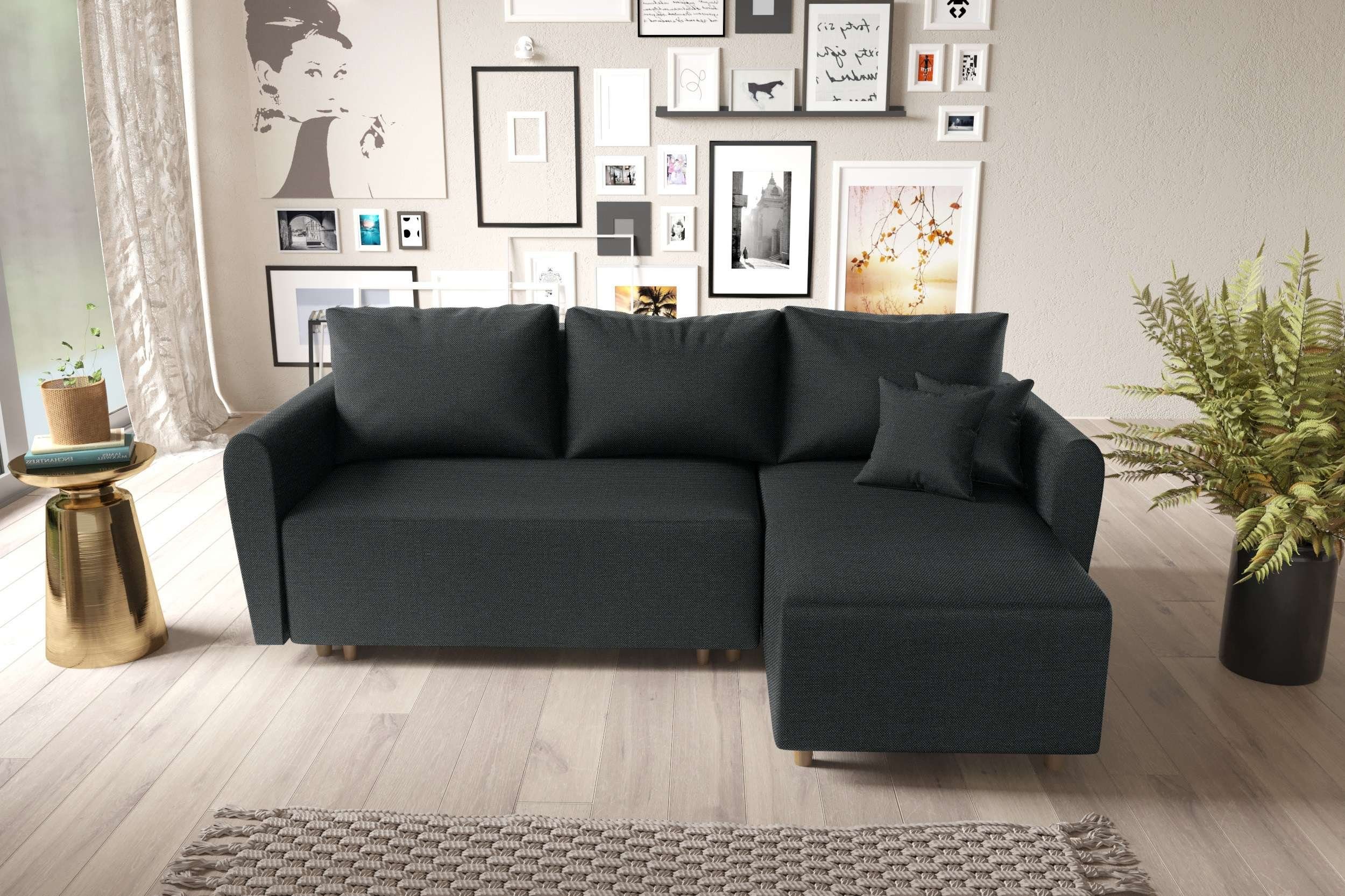 Stylefy Ecksofa Stylefy Bonna Ecksofa, rechts Bettfunktion, links Bettkasten, Eckcouch, bestellbar L-Form, mit oder mane