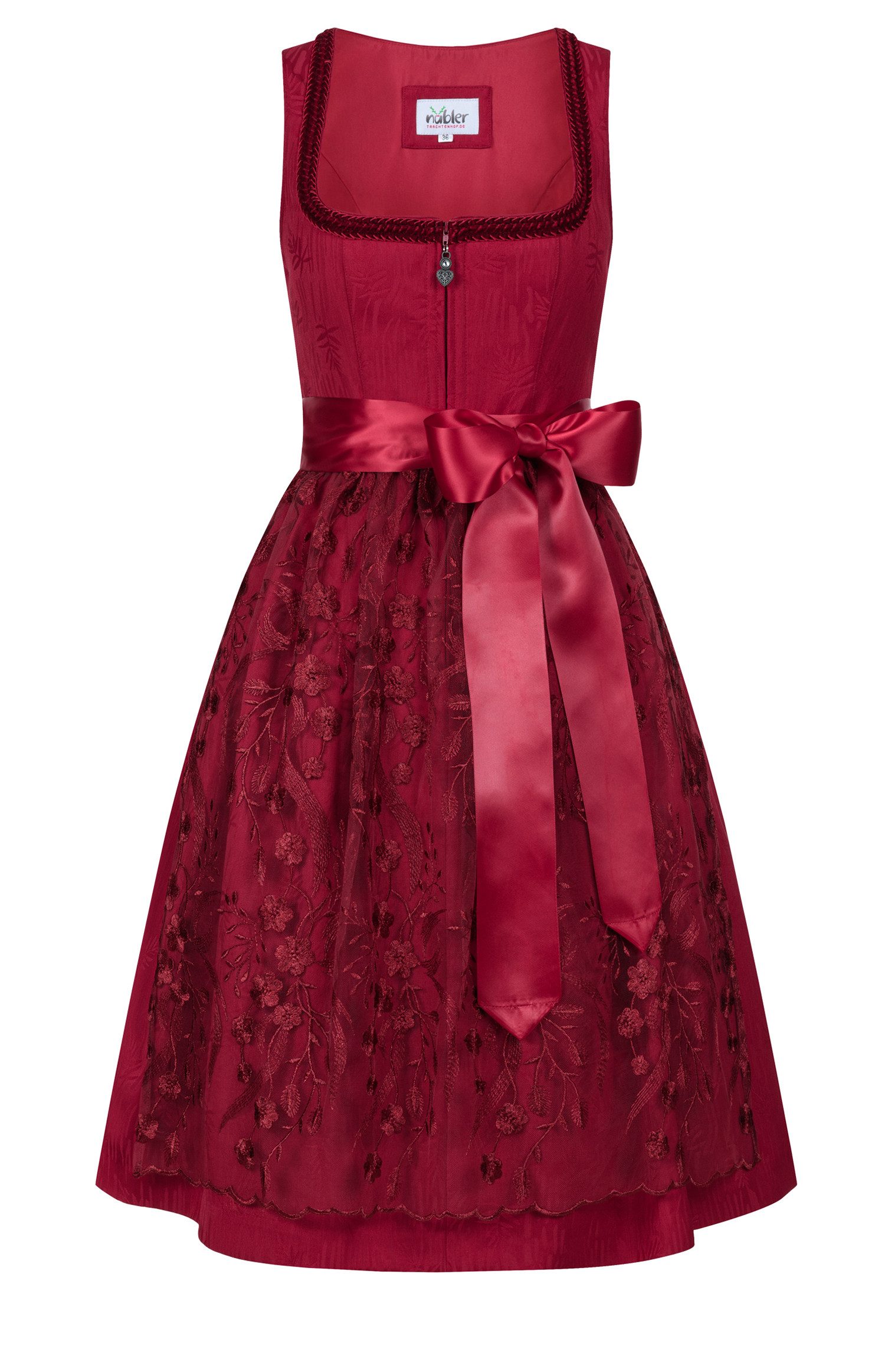 Nübler Trachtenkleid Midi-Dirndl Floreta in Herzrot von Nübler - Rocklänge 60 cm