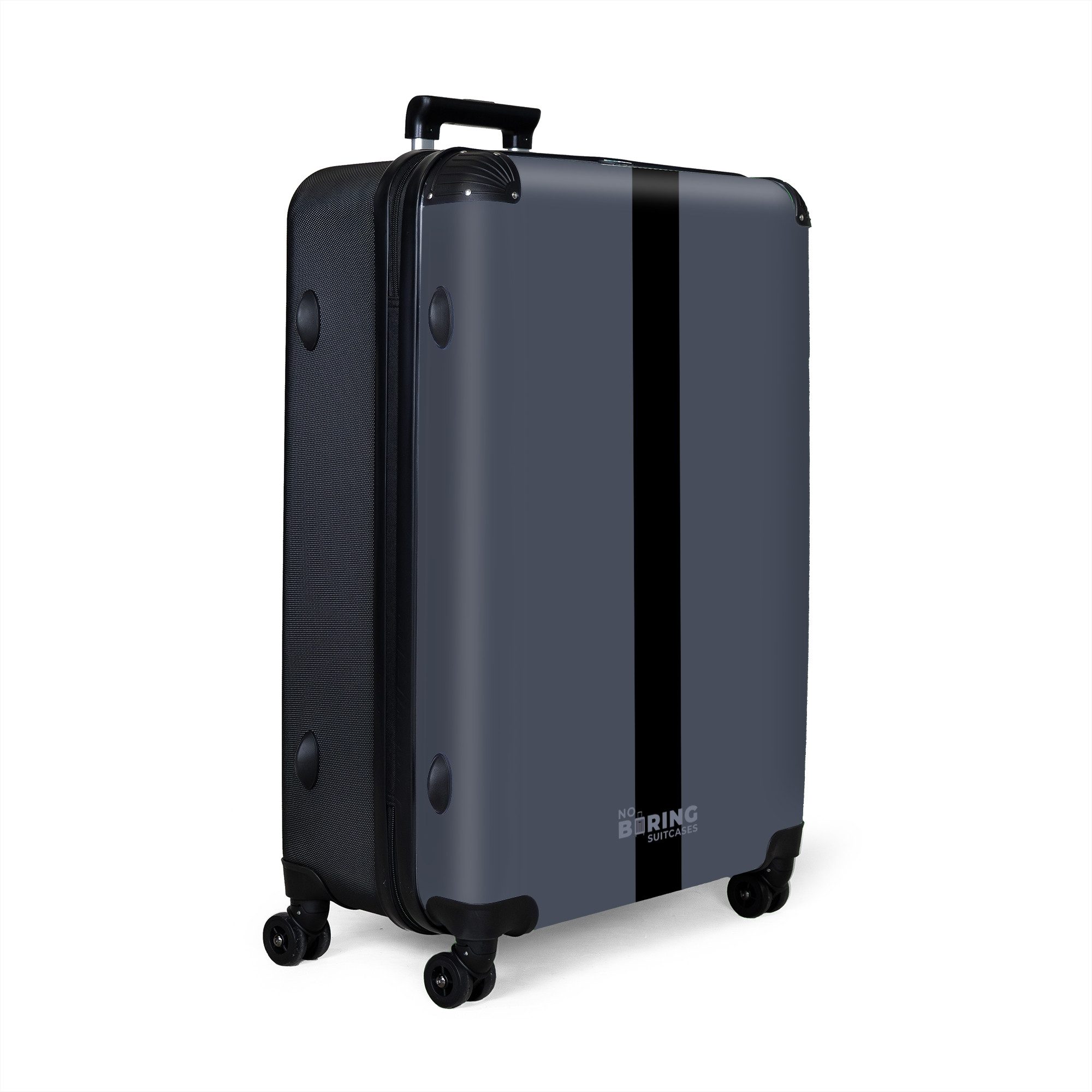 NoBoringSuitcases.com© Hartschalen-Trolley Blau mit schwarzem Streifen günstig online kaufen