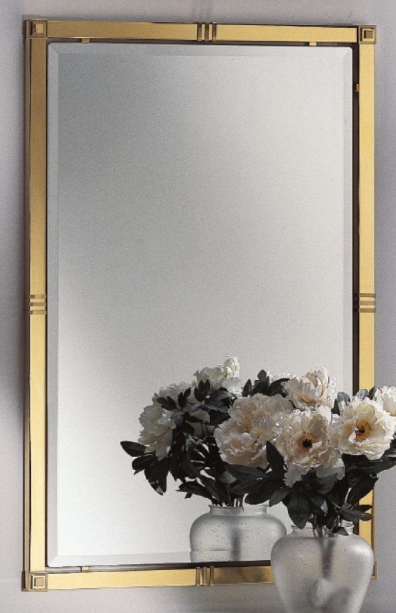 Casa Padrino Wandspiegel Luxus Wandspiegel Messingfarben 65 x H. 100 cm - Rechteckiger Messing Spiegel - Wohnzimmer Spiegel - Schlafzimmer Spiegel - Garderoben Spiegel - Luxus Möbel