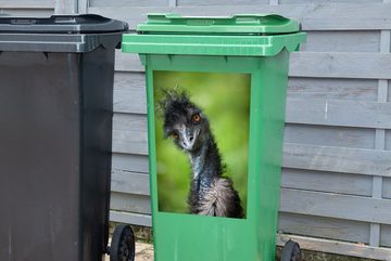 MuchoWow Wandsticker Ein Emu schaut direkt in die Kamera (1 St), Mülleimer-aufkleber, Mülltonne, Sticker, Container, Abfalbehälter