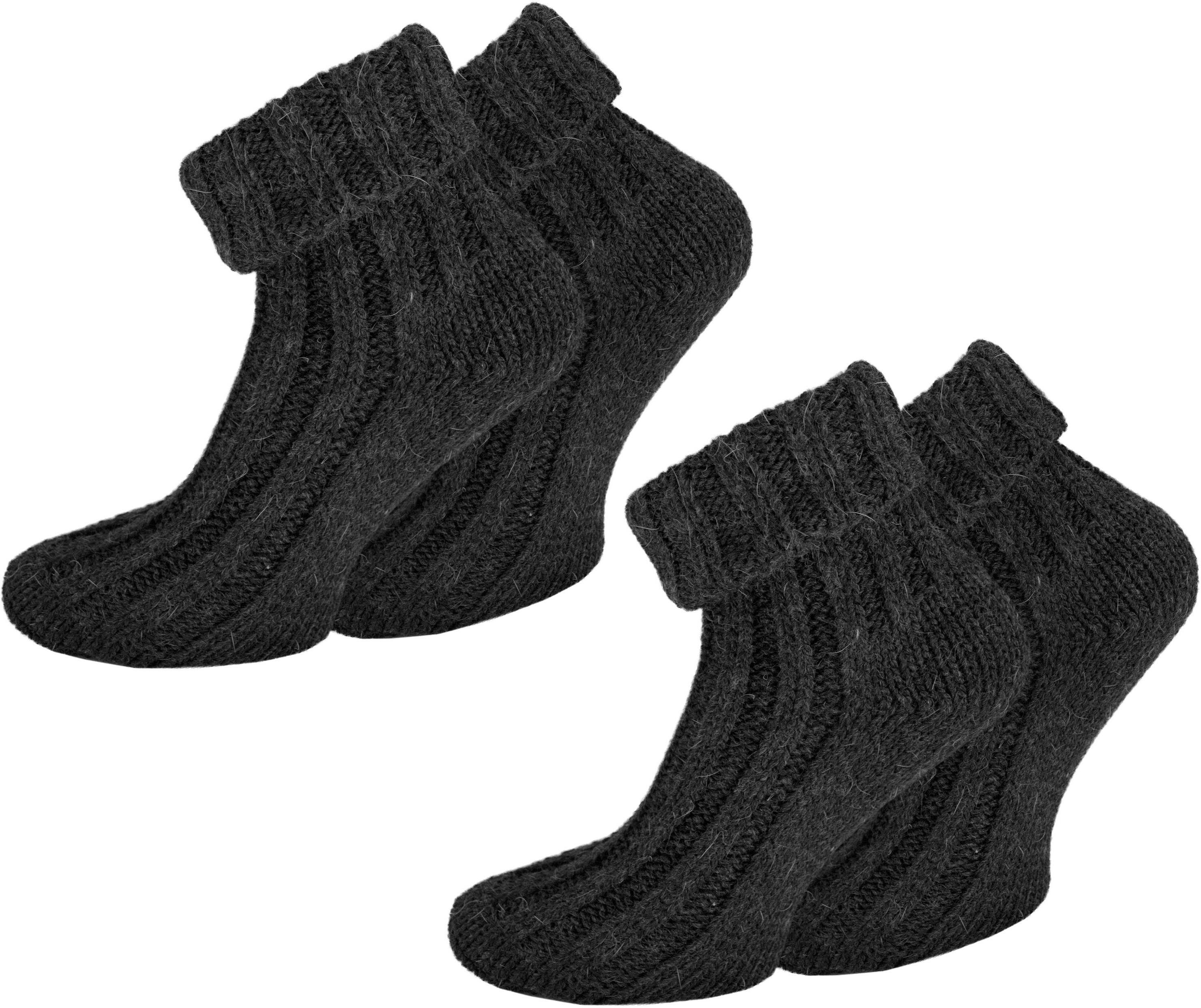normani Thermosocken 2 Paar Alpaka-Socken mit Umschlag (Set, 2-Paar, 2 Paar) hochwertige Alpaka-Wolle Anthrazit