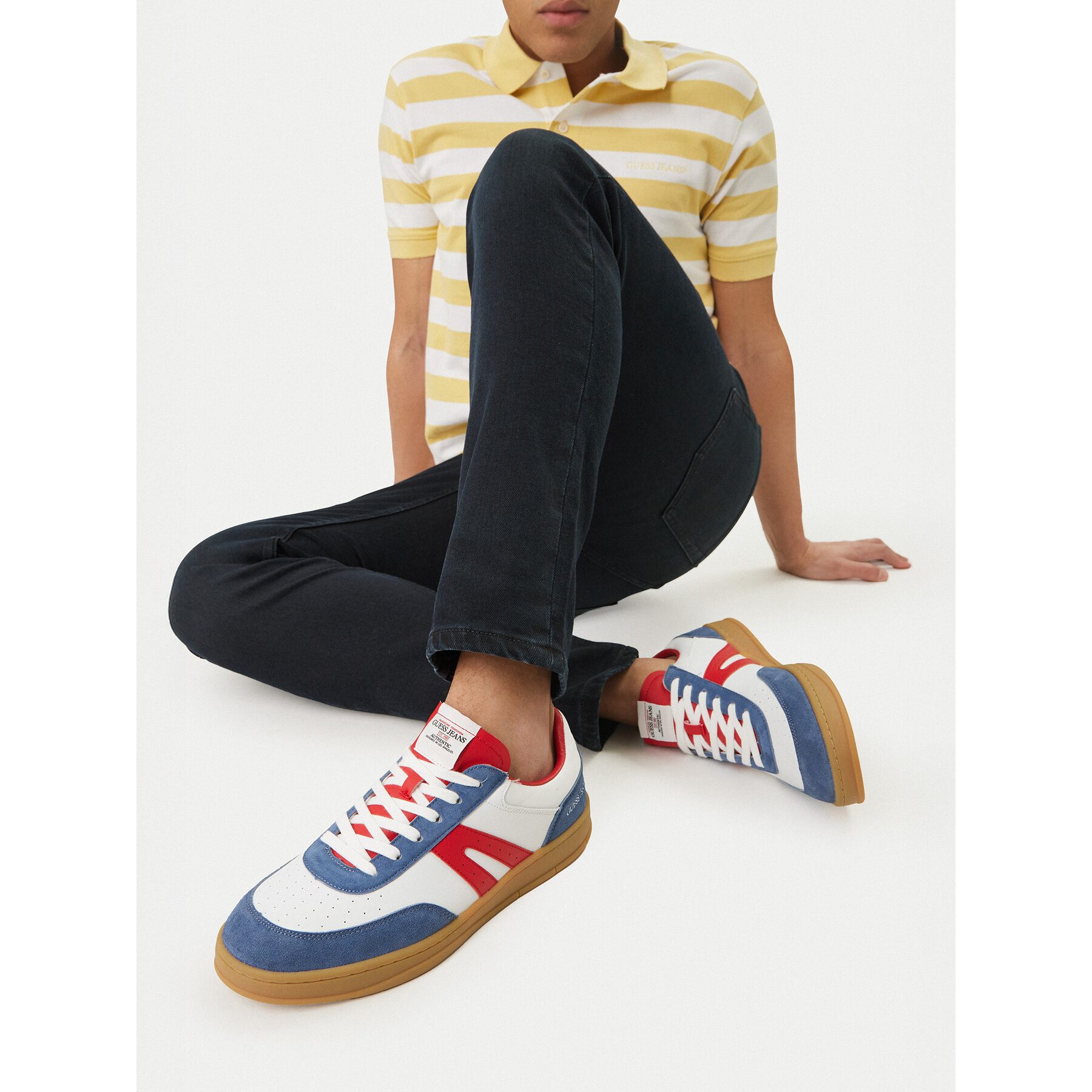 GUESS JEANS Guess Jeans Herren-Sneaker, Weiß, Rot Sneaker