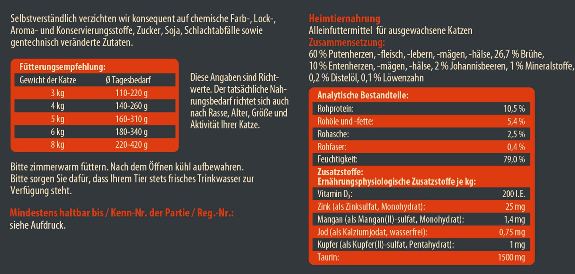 Dehner Wild Nature Hochmoor Adult Ente / Pute, 6 x 200 / 400g Dose Ente, Nassfutter für: Katze, Nassfutter für ausgewachsene Katzen, glutenfrei