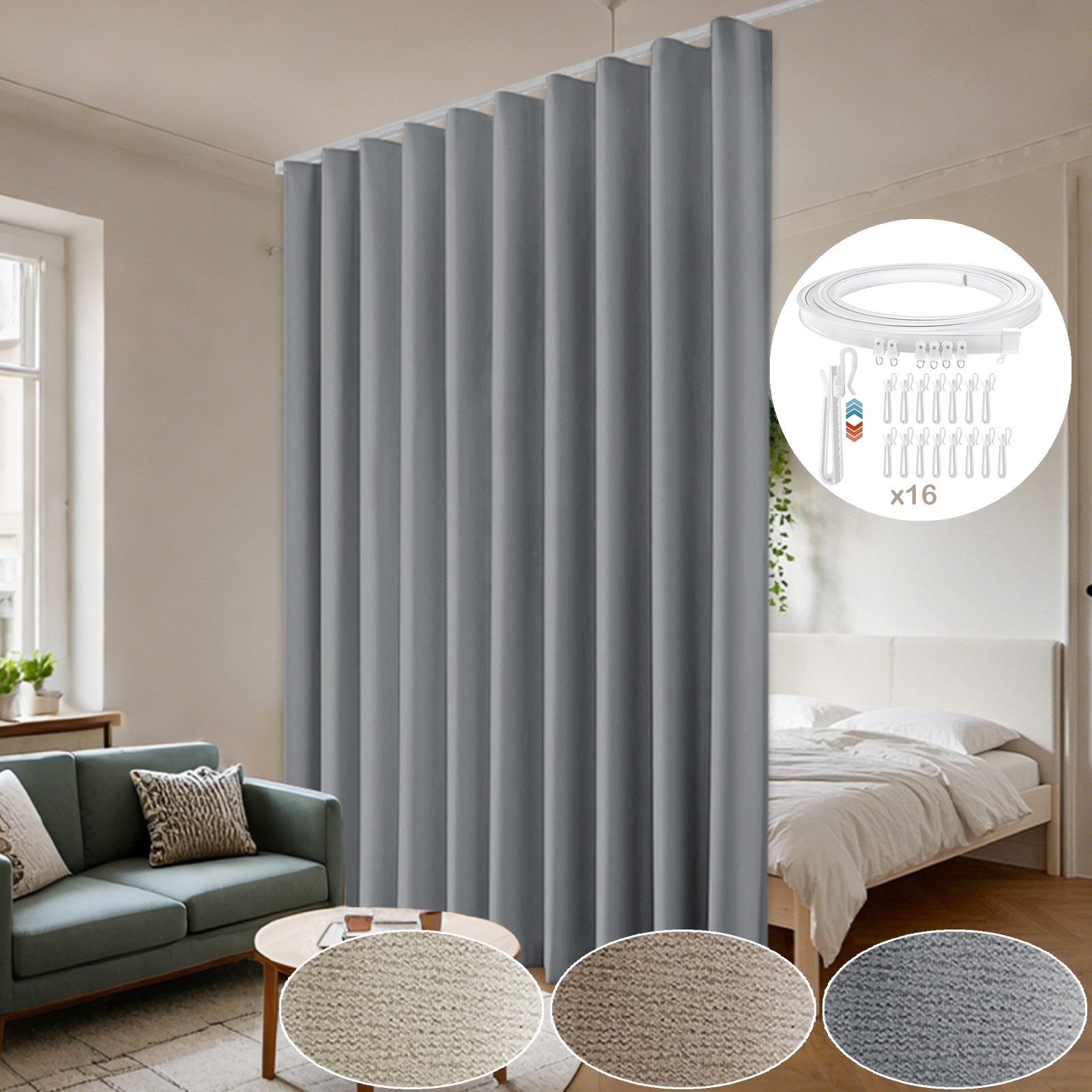 LMaxhome Verdunkelungsvorhang Blickdicht Extra Breite Raumteiler günstig online kaufen