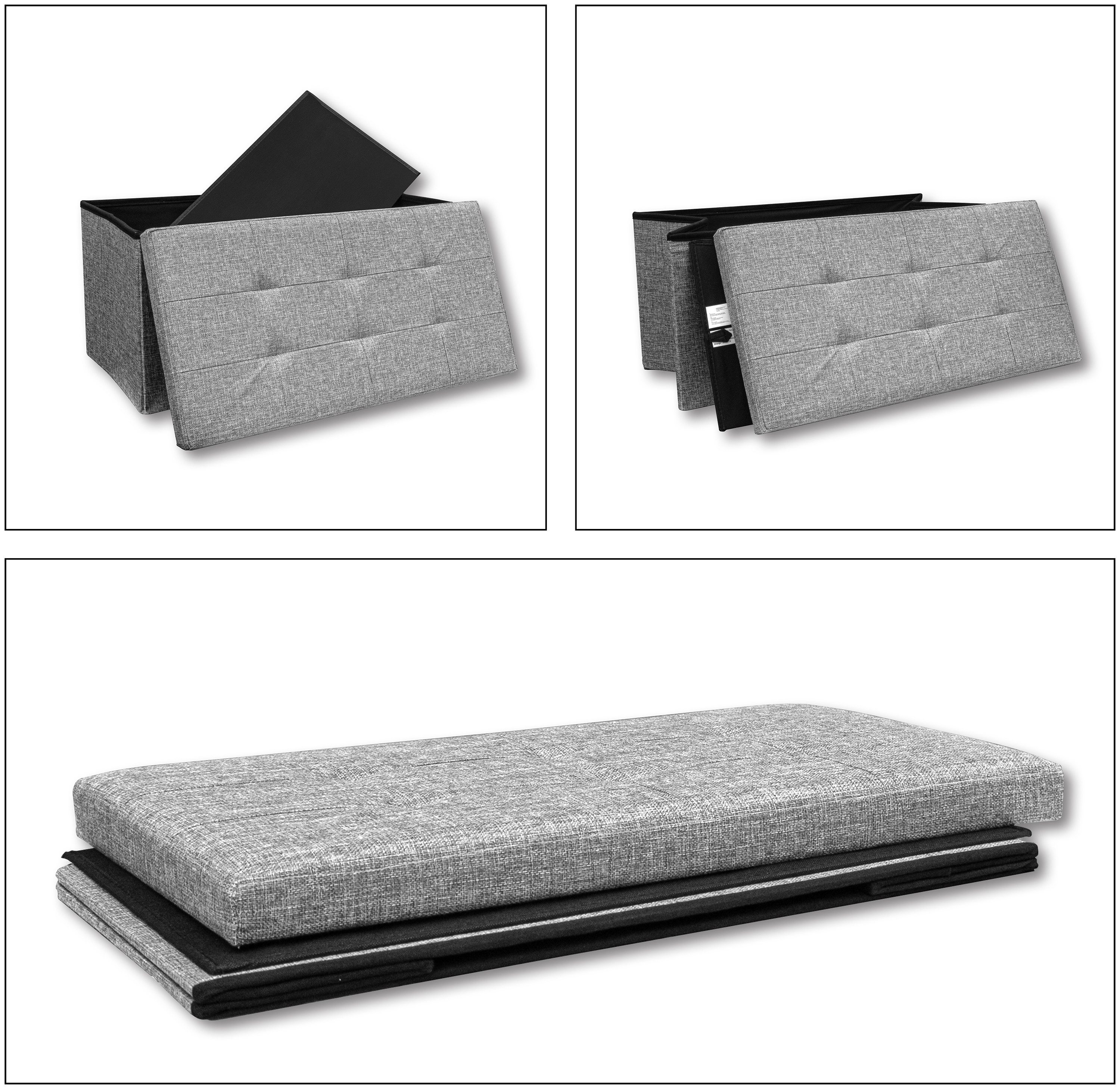 VCM Schuhbank Boxas B. 76 x T. 38 x H. 38 cm, Stoff-Sitztruhe, Kiste für flexiblen Einsatz in allen Wohnräumen – Bild 2 von 5