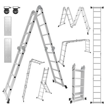 Randaco Teleskopleiter Klappleiter Vielzweckleiter Multifunktionsleiter gummierte Trittfläche