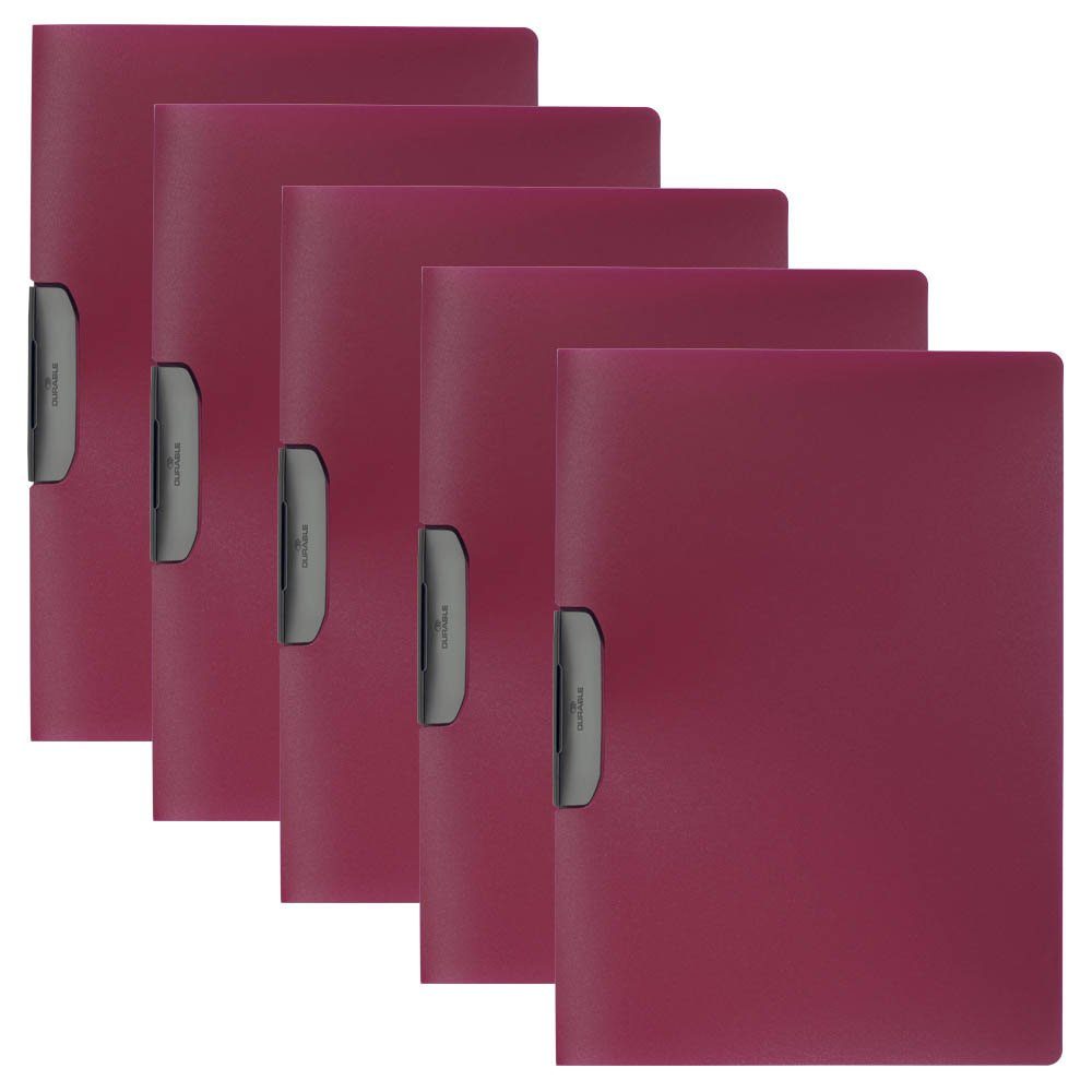 Hefter DURABLE Klemmmappe DURASWING® dunkelrot - 5er Pack