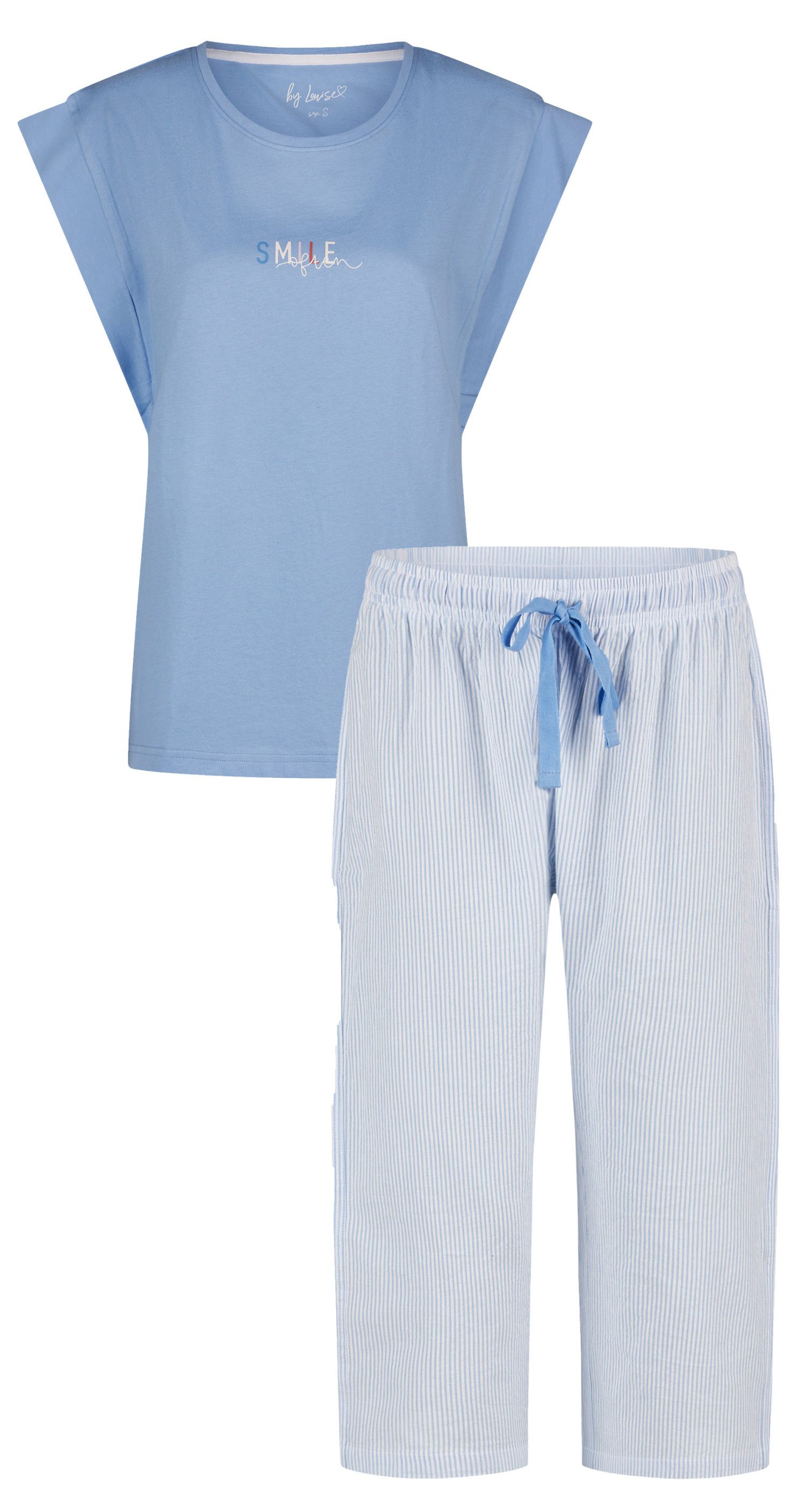 By Louise Schlafanzug Damen Pyjama mit Culotte (2 tlg) Baumwolle günstig online kaufen