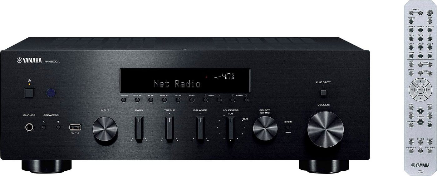 Yamaha R-N600A Netzwerk-Receiver (Bluetooth, LAN (Ethernet), (WLAN, Spotify, Amazon Music, Phono, MusicCast, TV)