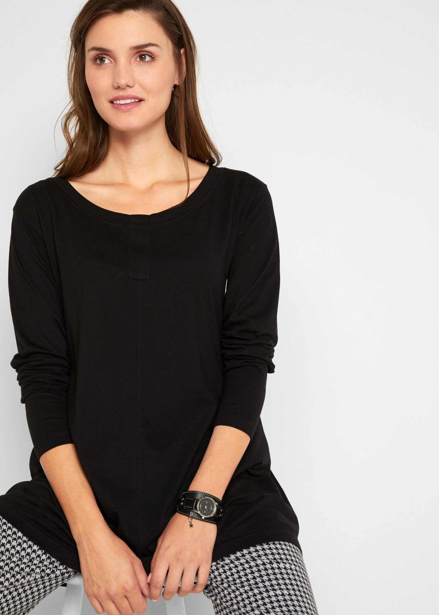 bonprix Langarmshirt Langarmshirt aus Baumwoll-Viskose-Mix günstig online kaufen