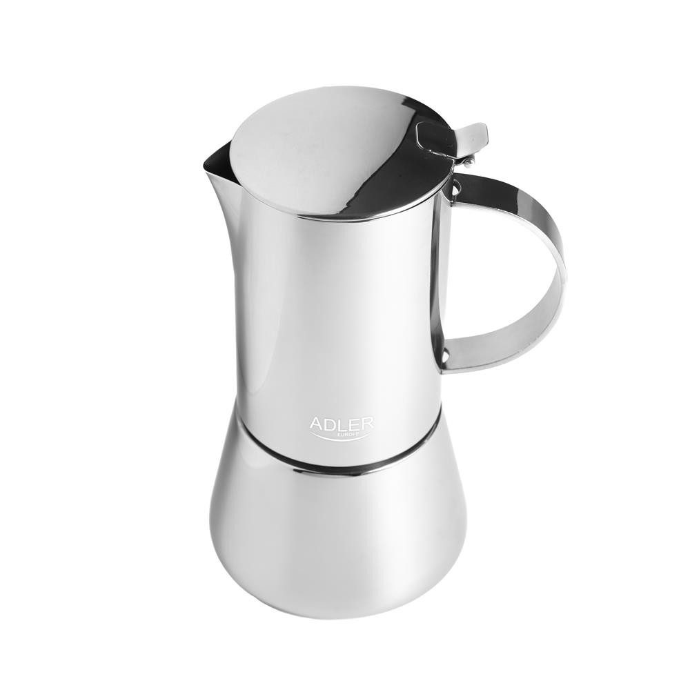 Adler Espressokocher, Espresso Kaffeemaschine, 350ml, Spülmaschinenfest, Edelstahl, silber