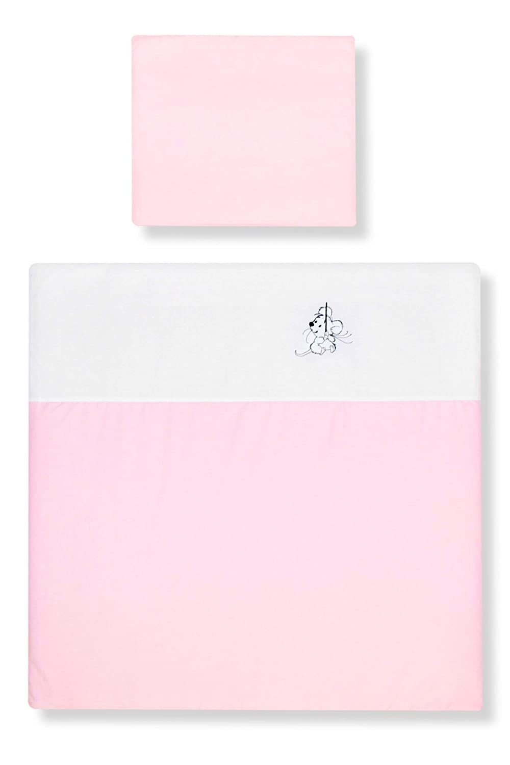 Babybettwäsche - Kinderwagenset mit Stickerei - Kinderbettwäsche - 80x80cm + 35x40cm