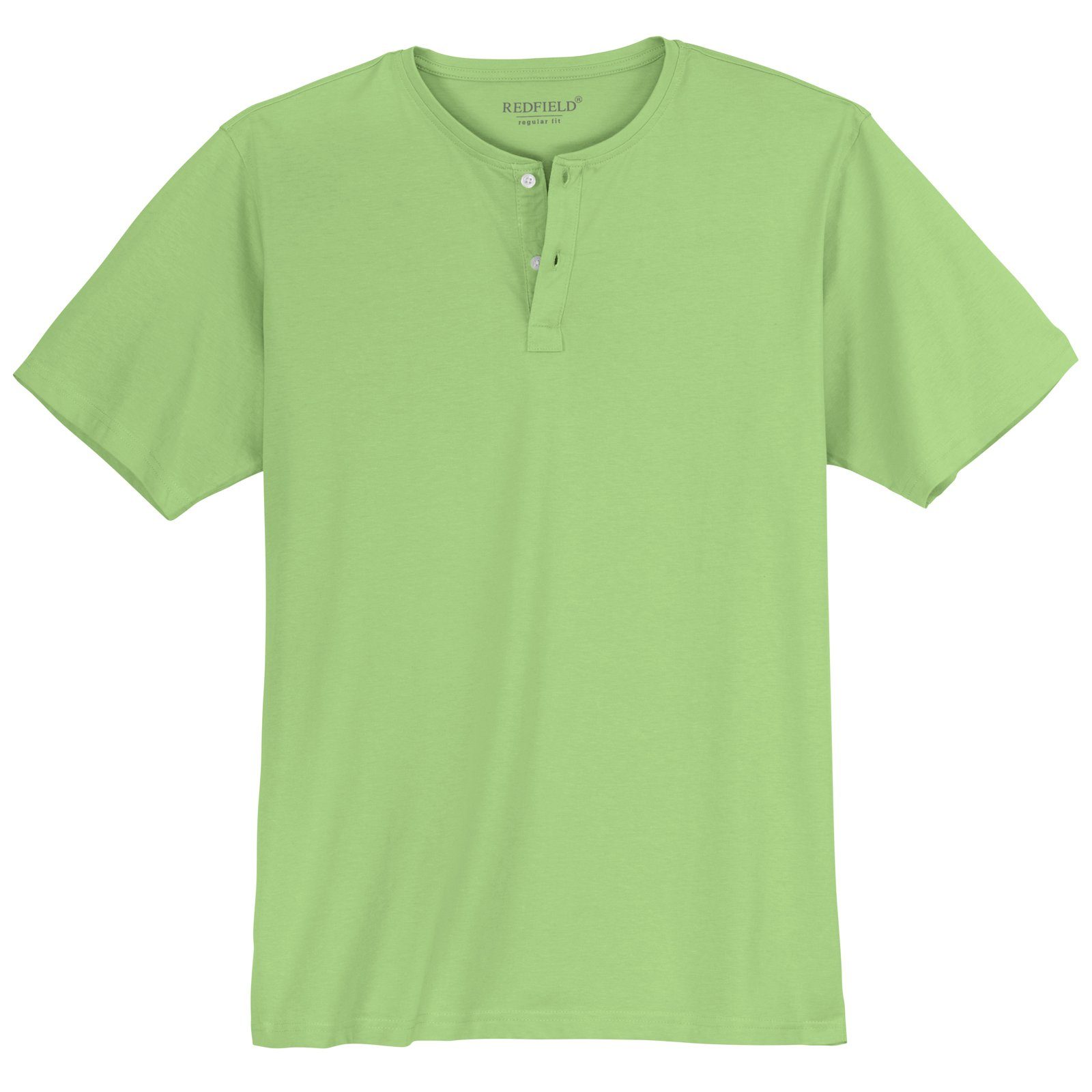 Große Rundhalsshirt hellgrün Knopfleiste T-Shirt Redfield redfield Herren Größen