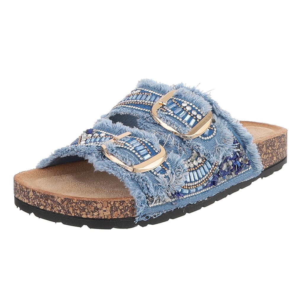 Damen Pantolette mit Schnallen und Komfortfußbett Pantolette