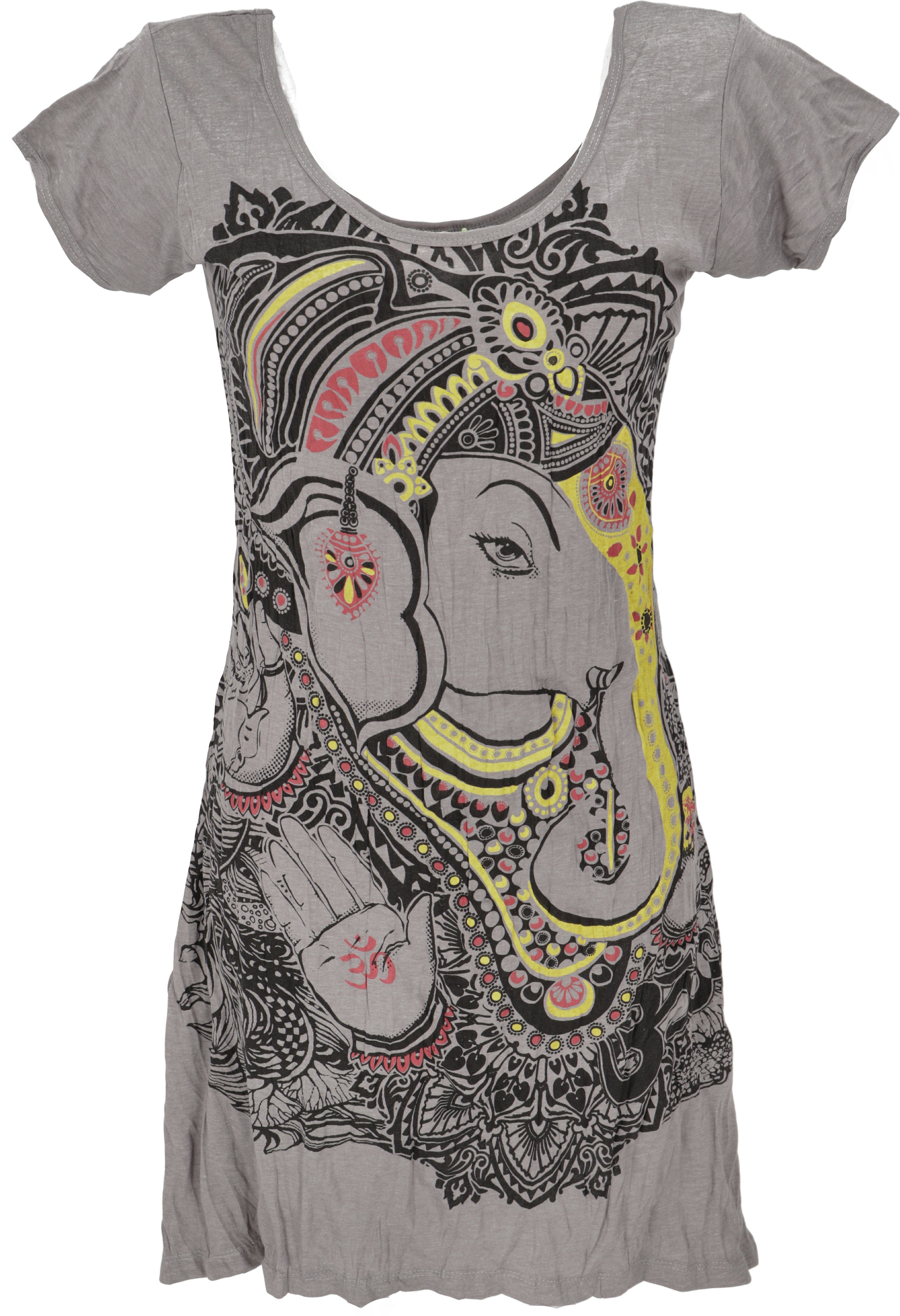 Guru-Shop T-Shirt Baba Longshirt, Kurzarm, Psytrance Minikleid -..  Festival, Goa Style, alternative Bekleidung