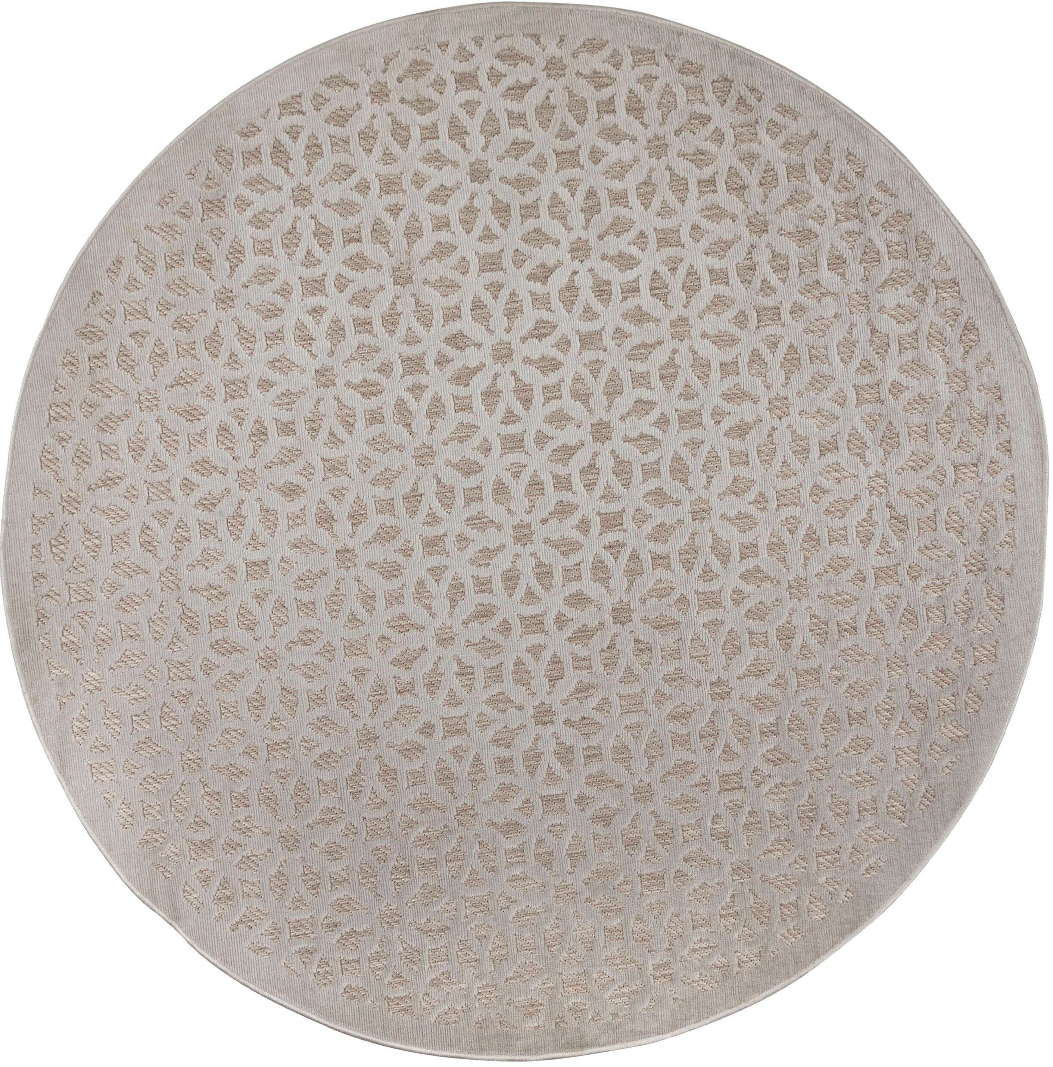 FLAIR RUGS Teppich Argento, rund, Höhe: 40 mm, Geometrischer Teppich für den Innen- und Außenbereich