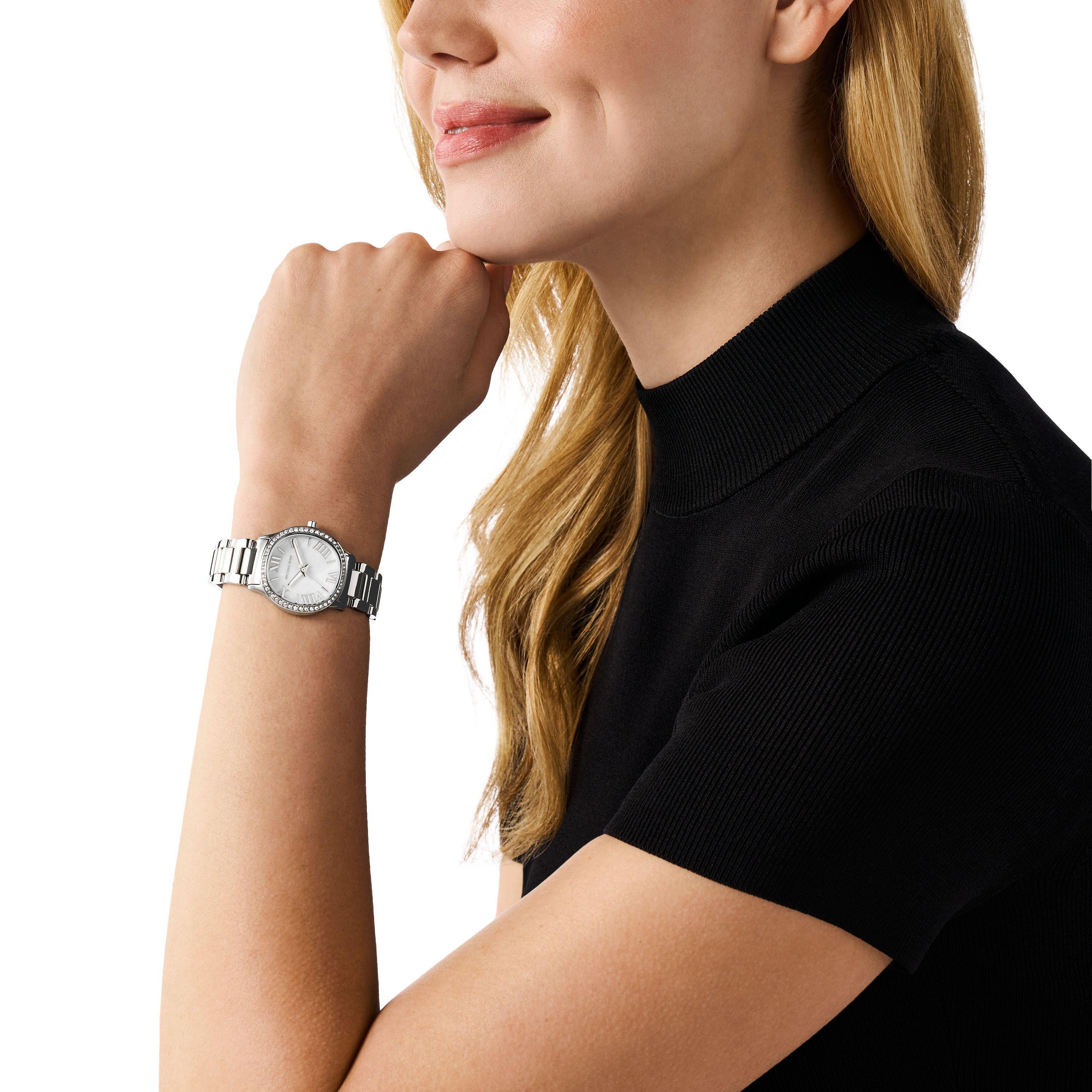 MICHAEL KORS Quarzuhr SAGE 31 mm MK4824, Armbanduhr, Damenuhr, Perlmutt-Zifferblatt, Edelstahlarmband