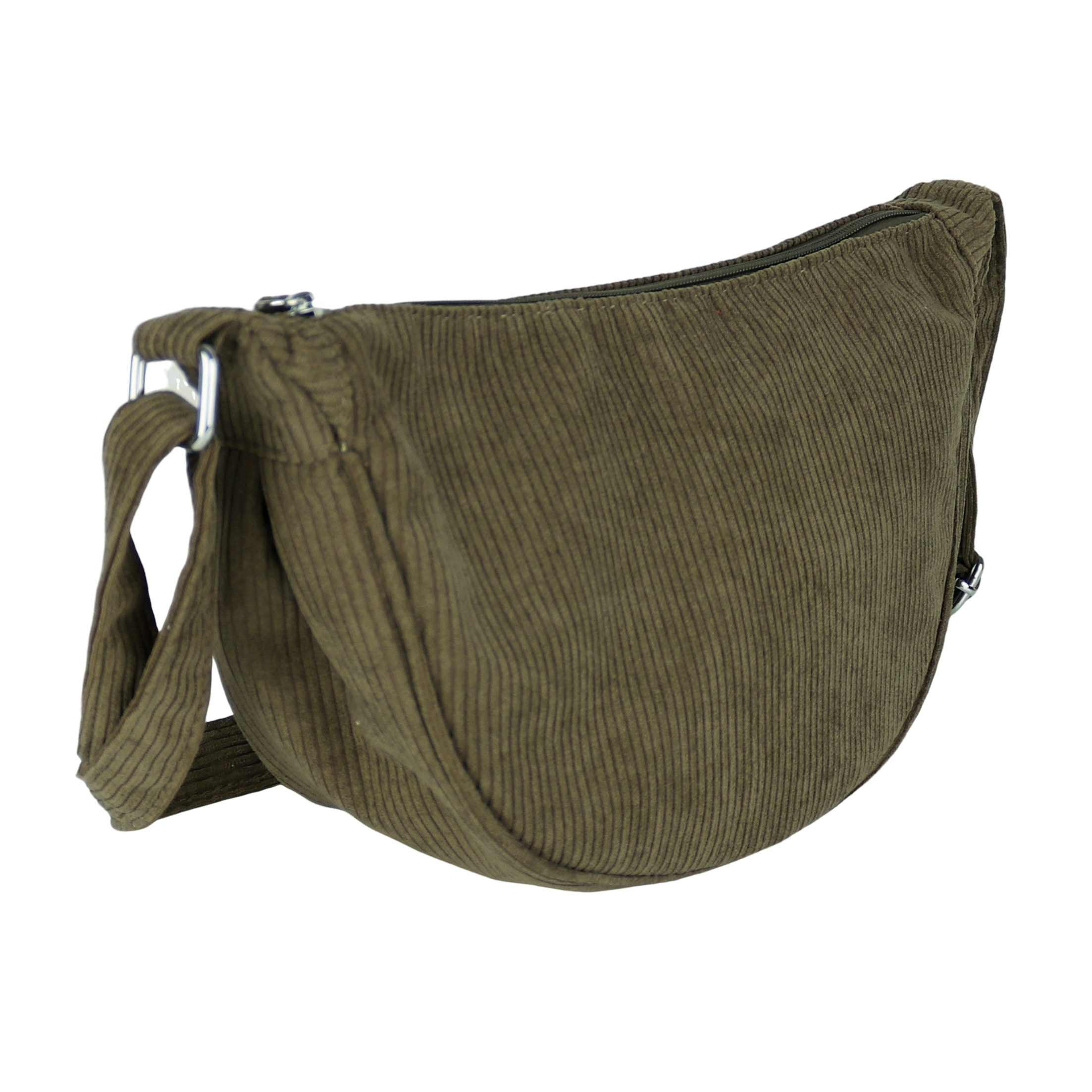 MIRROSI Schultertasche Damen Runde Bauchtasche aus Cord, Brusttasche, Leicht (Tasche,Bauchtasche für jeden Anlass, ca.30x18x12cm), Crossbody Bag, verstellbaren Schulterriemen