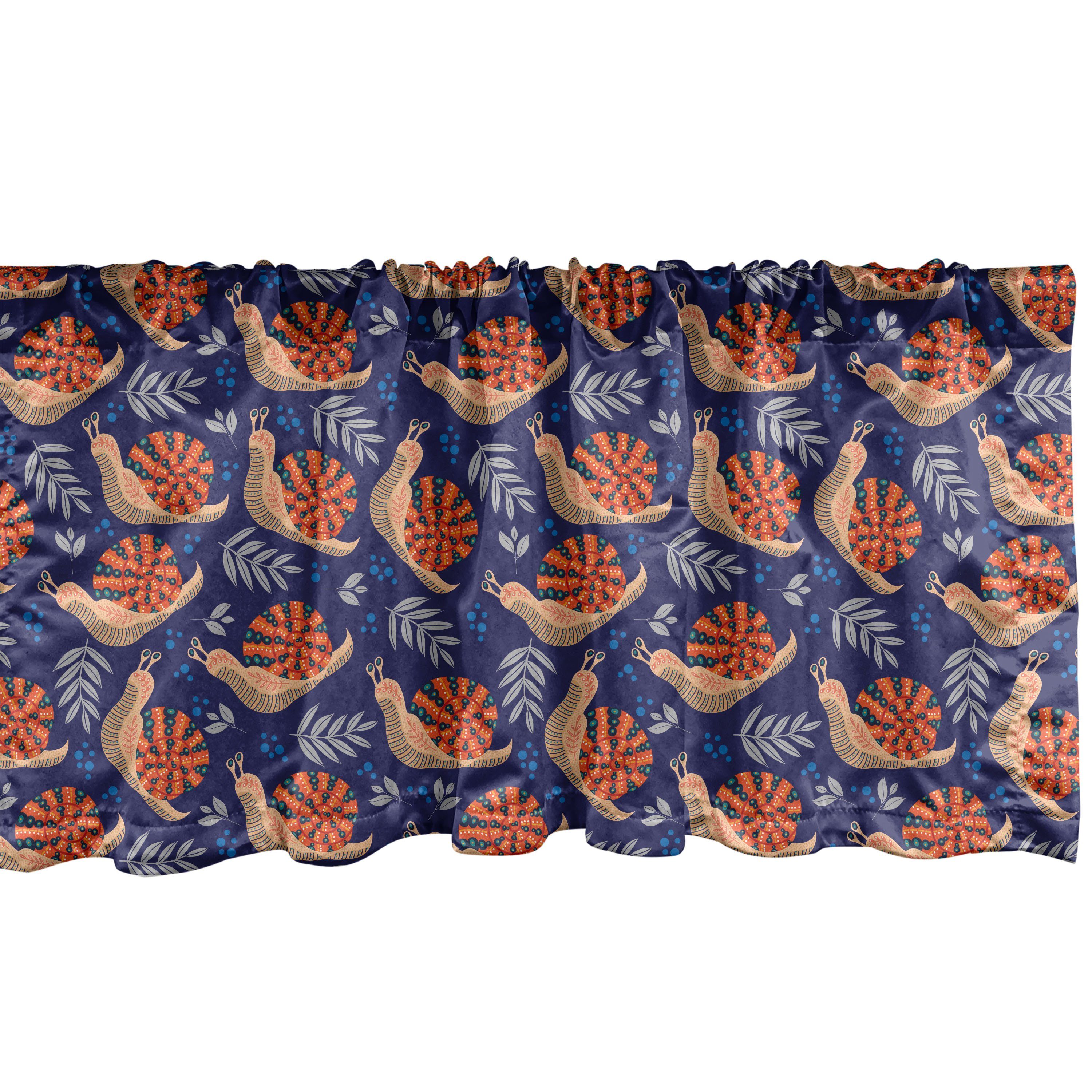Scheibengardine Vorhang Volant für Küche Schlafzimmer Dekor mit Stangentasche, Abakuhaus, Microfaser, Schnecke Blätter Tupfen und Schnecken