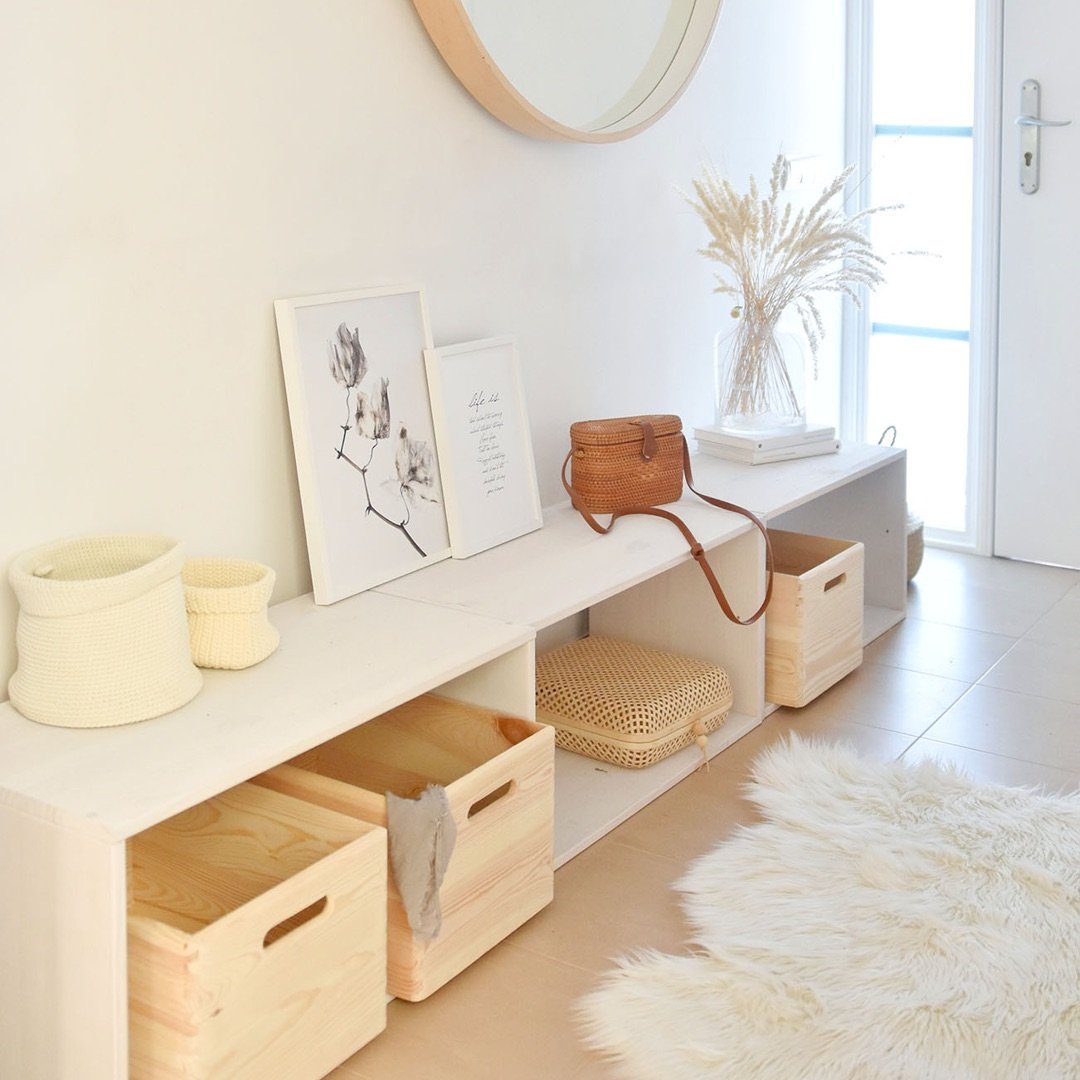 Astigarraga Kit Line Standregal Vollholzregal - Dinamic, Modulares Regal mit 2 Ebenen, TV Unterschrank