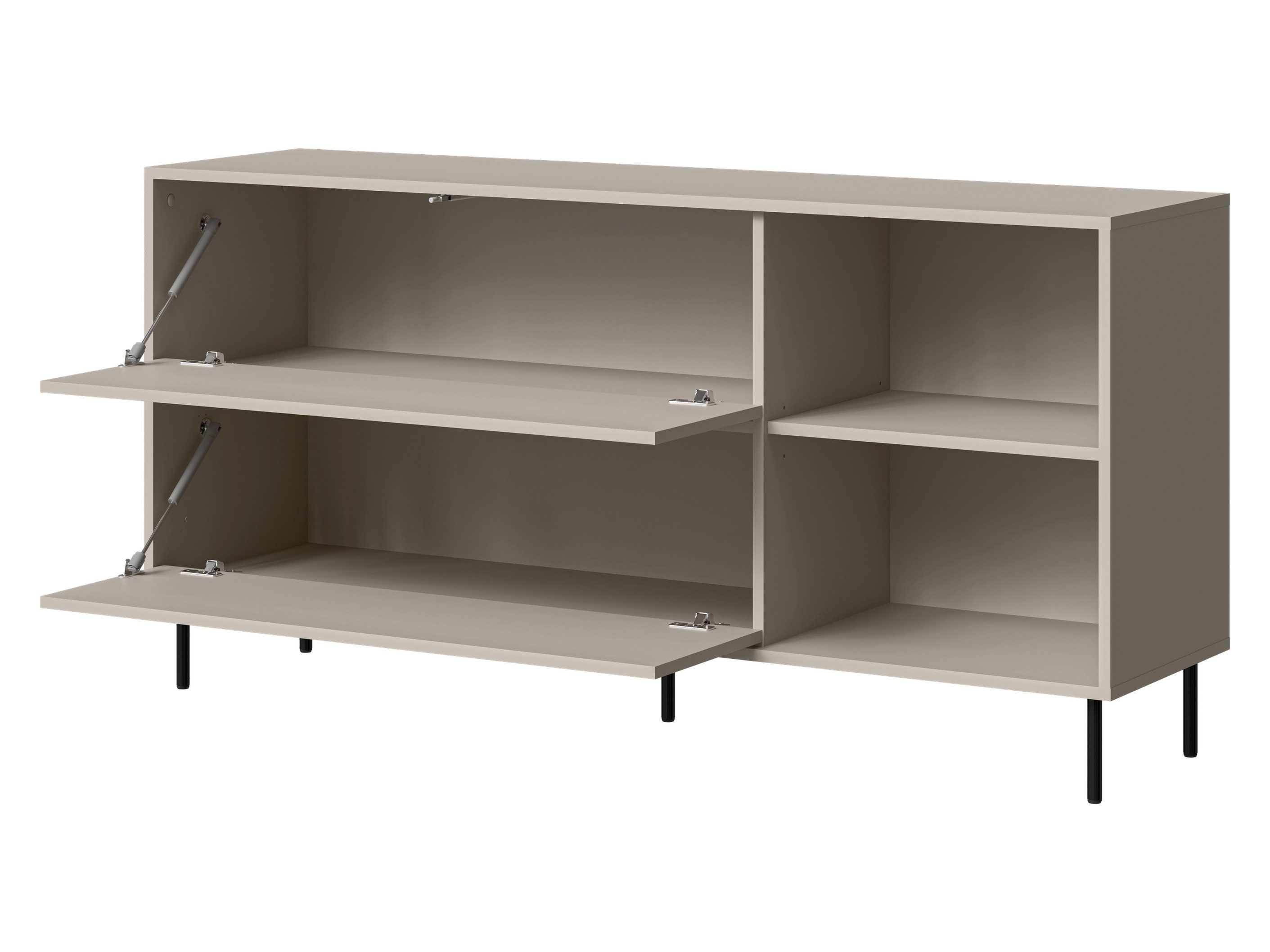 MIRJAN24 Kommode Masha 150 2D2P (mit zwei Klappen), Schwarze Metallfüße, Gasdruckfeder, 151x39x75 cm